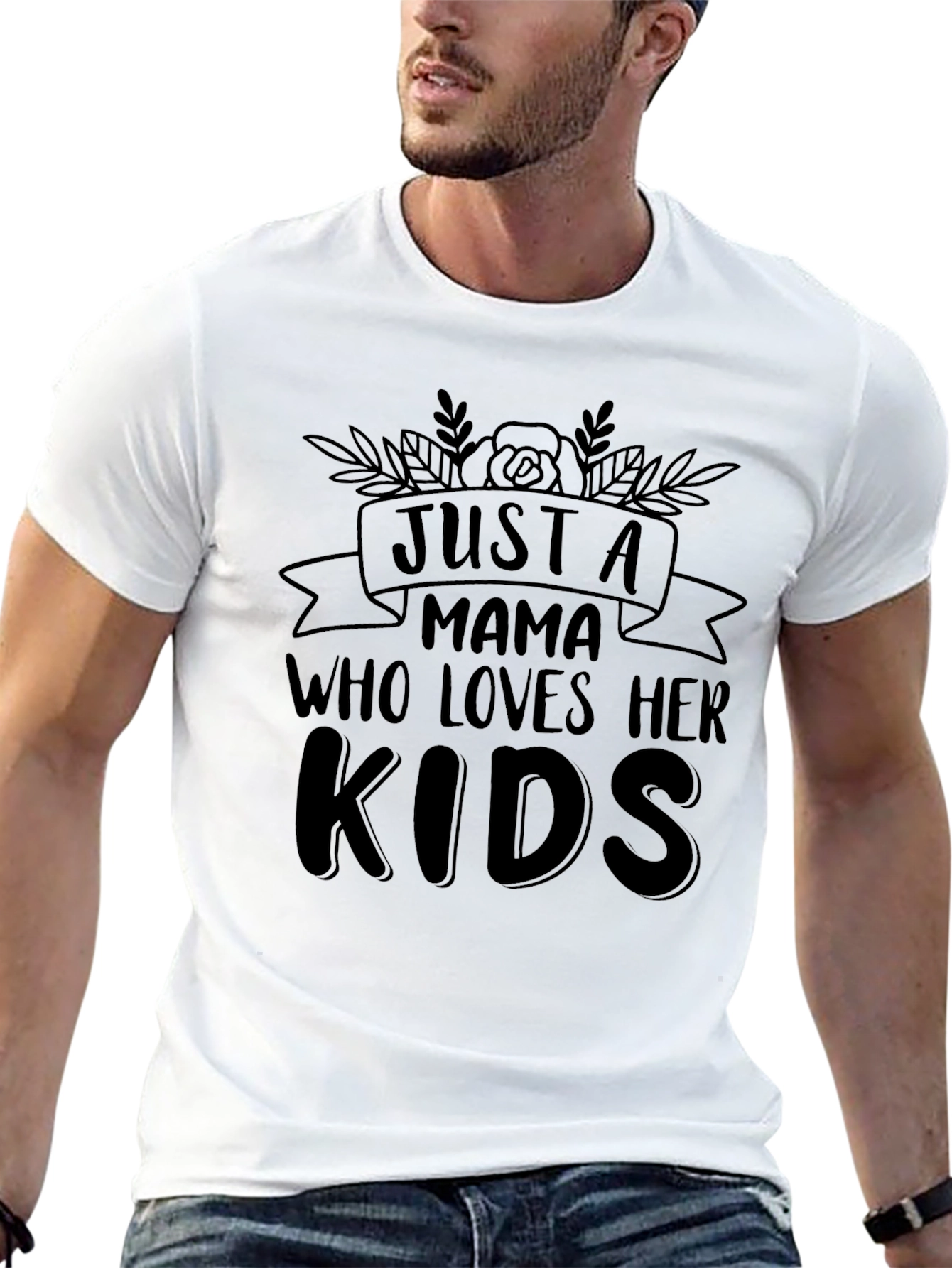 Just A Mama Who Loves Her Kids Black T-Shirt