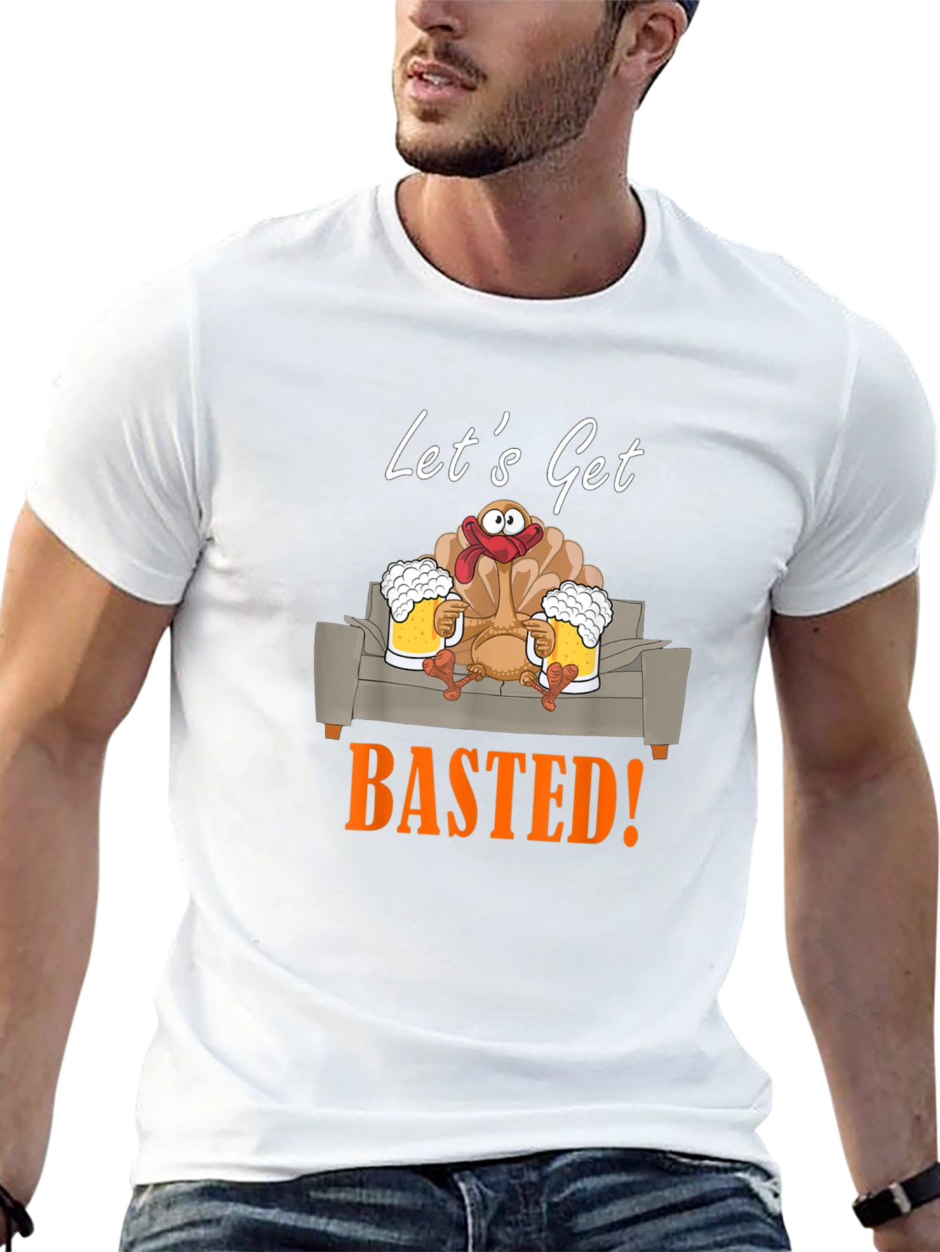 Lets Get Basted Turkey Graphic Tee