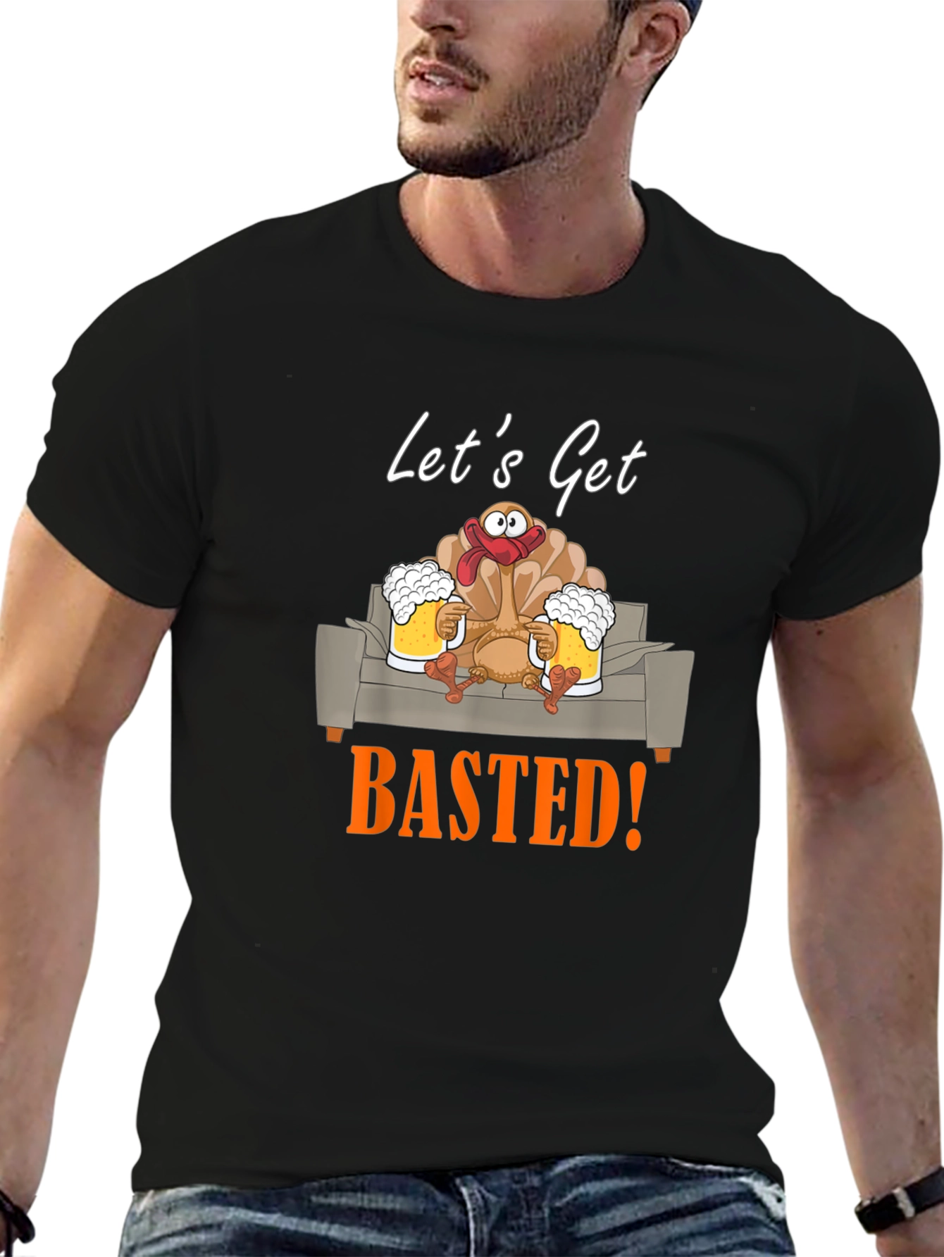 Lets Get Basted Turkey Graphic Tee