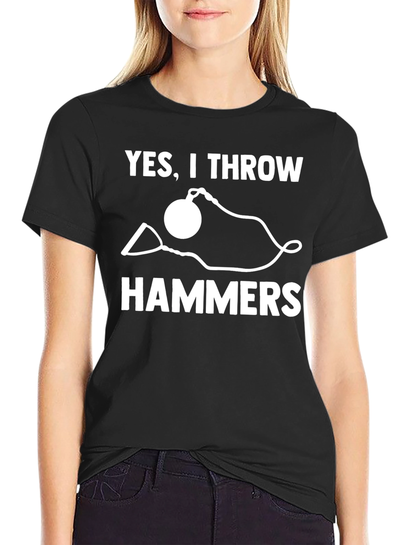 Yes I Throw Hammers Black Graphic T-Shirt