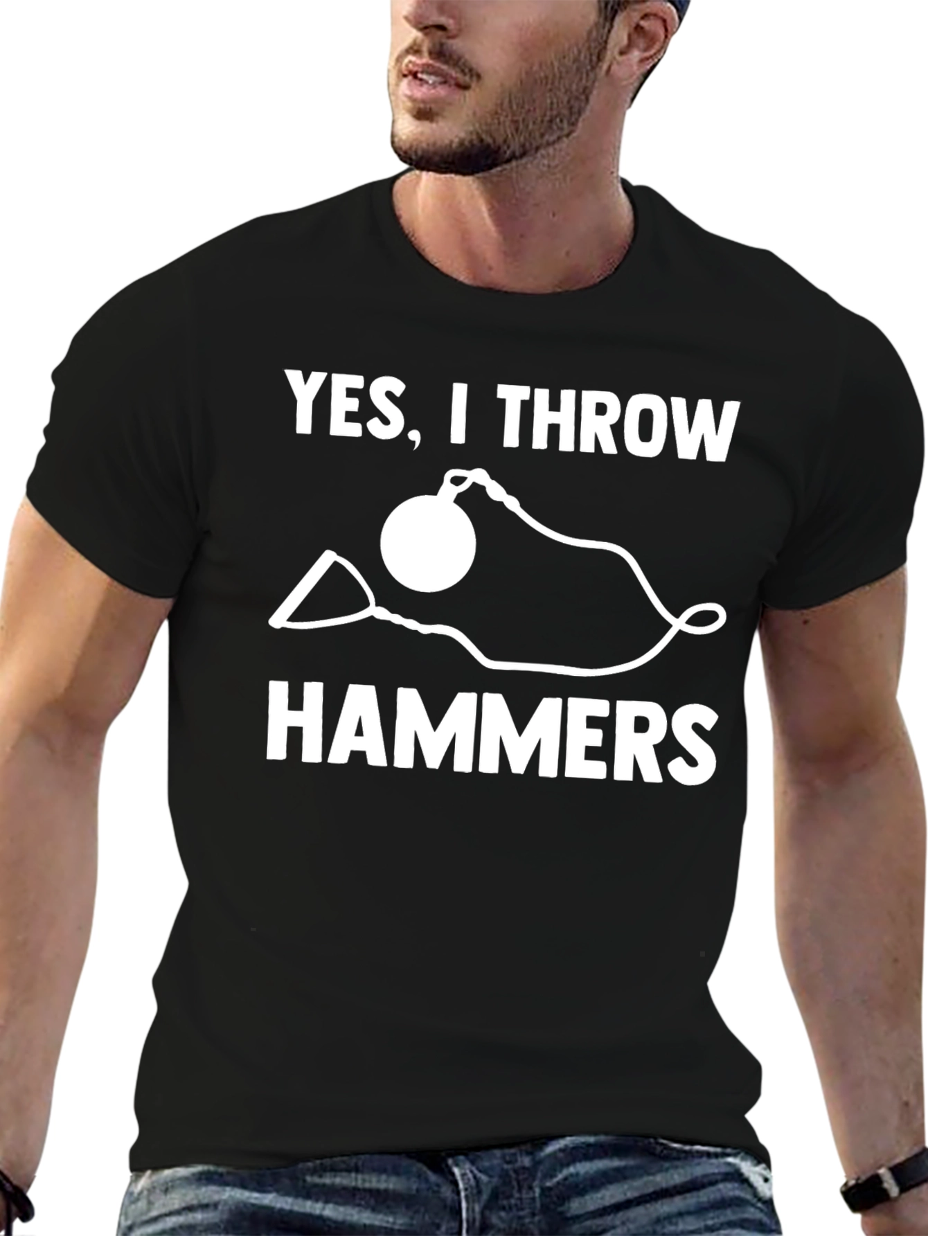 Yes I Throw Hammers Black Graphic T-Shirt