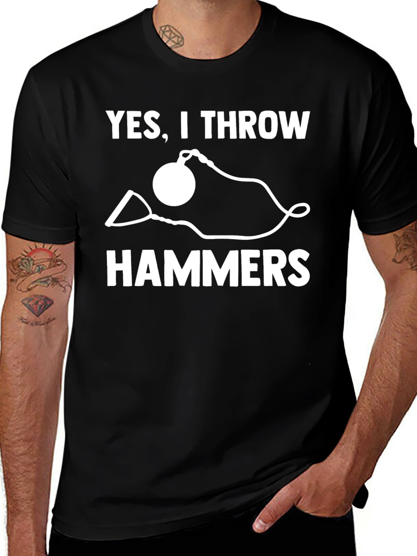 Yes I Throw Hammers Black Graphic T-Shirt