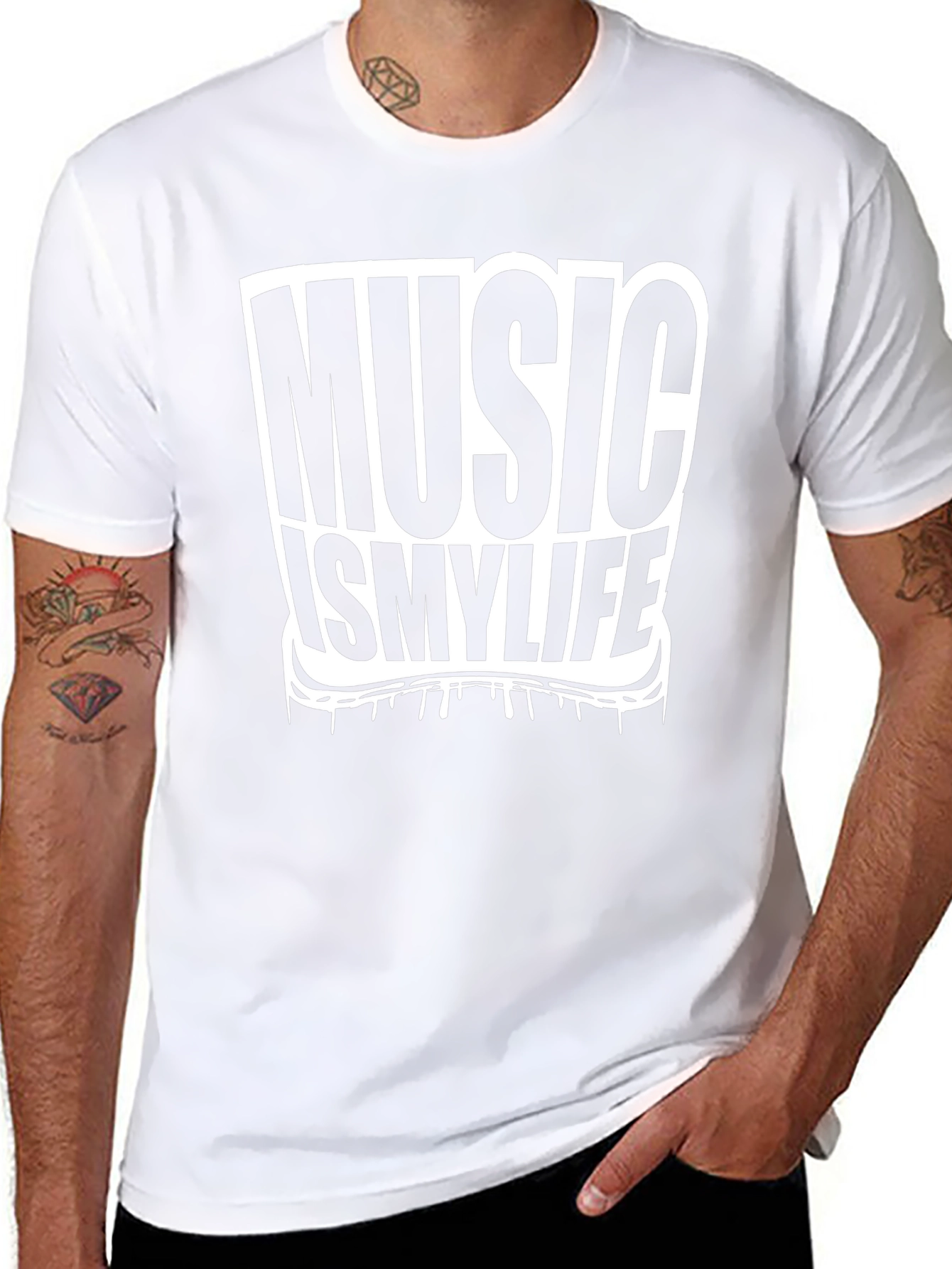 Music is My Life Graphic Tee - Black T-Shirt