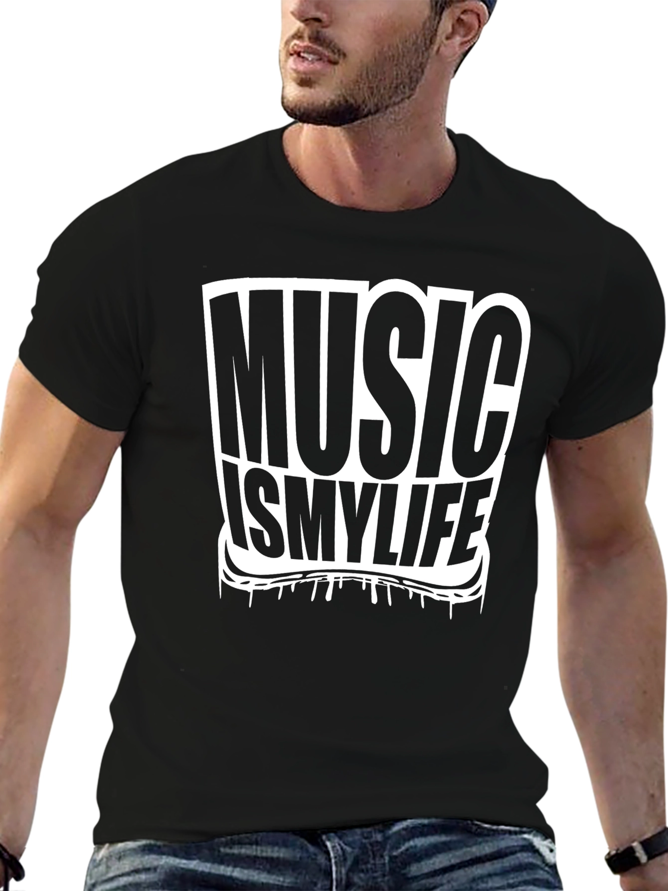 Music is My Life Graphic Tee - Black T-Shirt