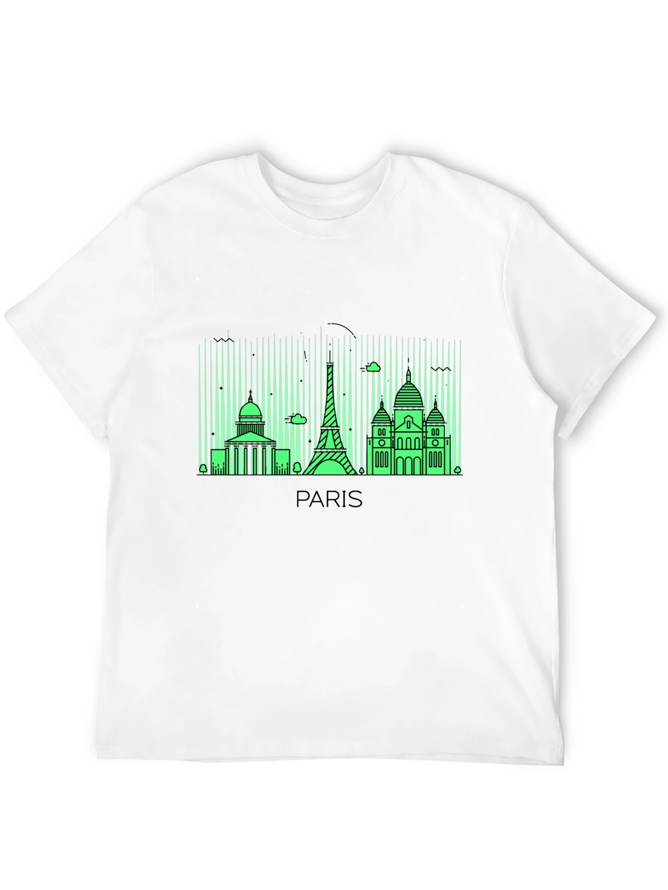 Paris Skyline Graphic Tee - Black Cotton T-Shirt
