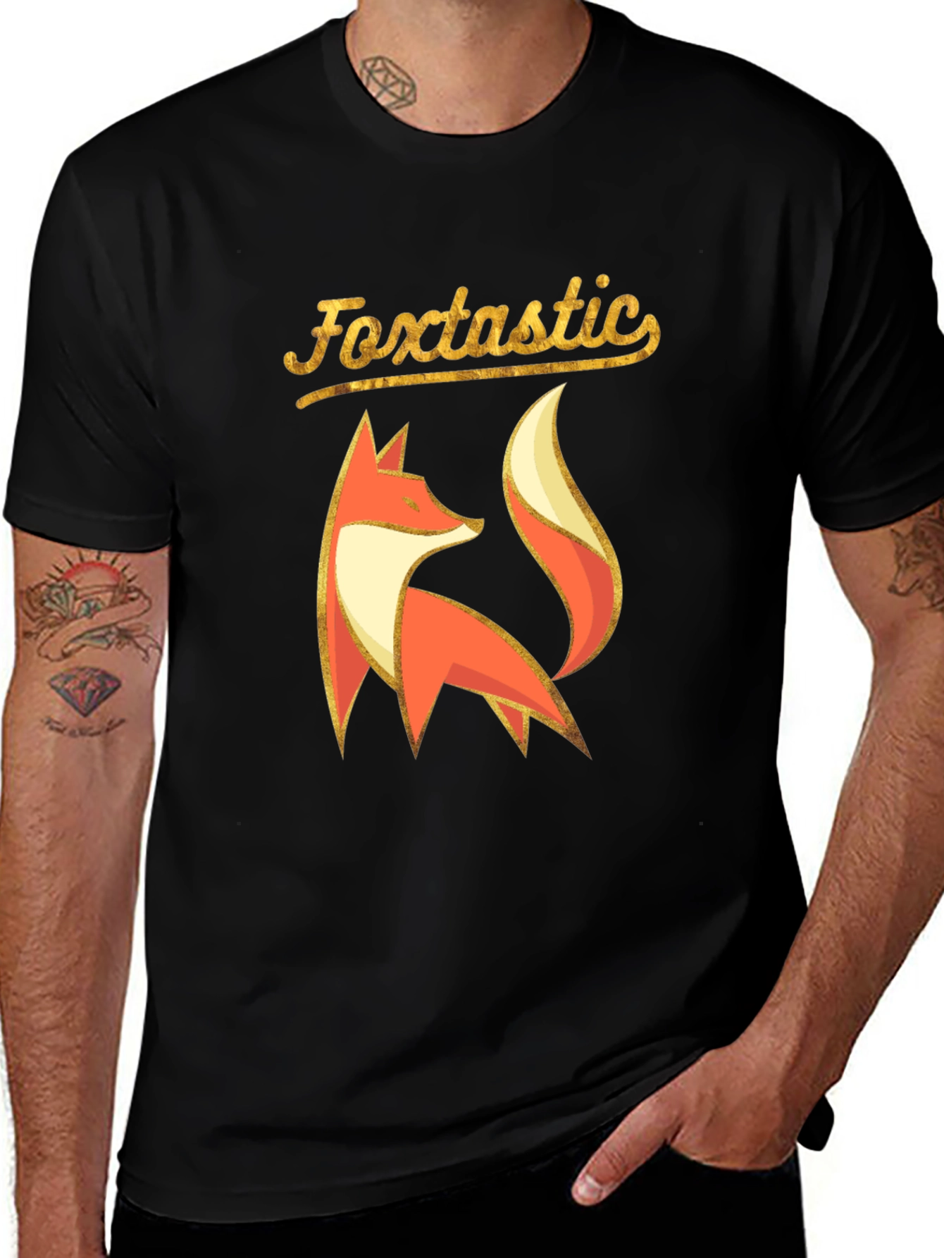 Foxtastic Graphic Tee - Black Cotton Blend Shirt