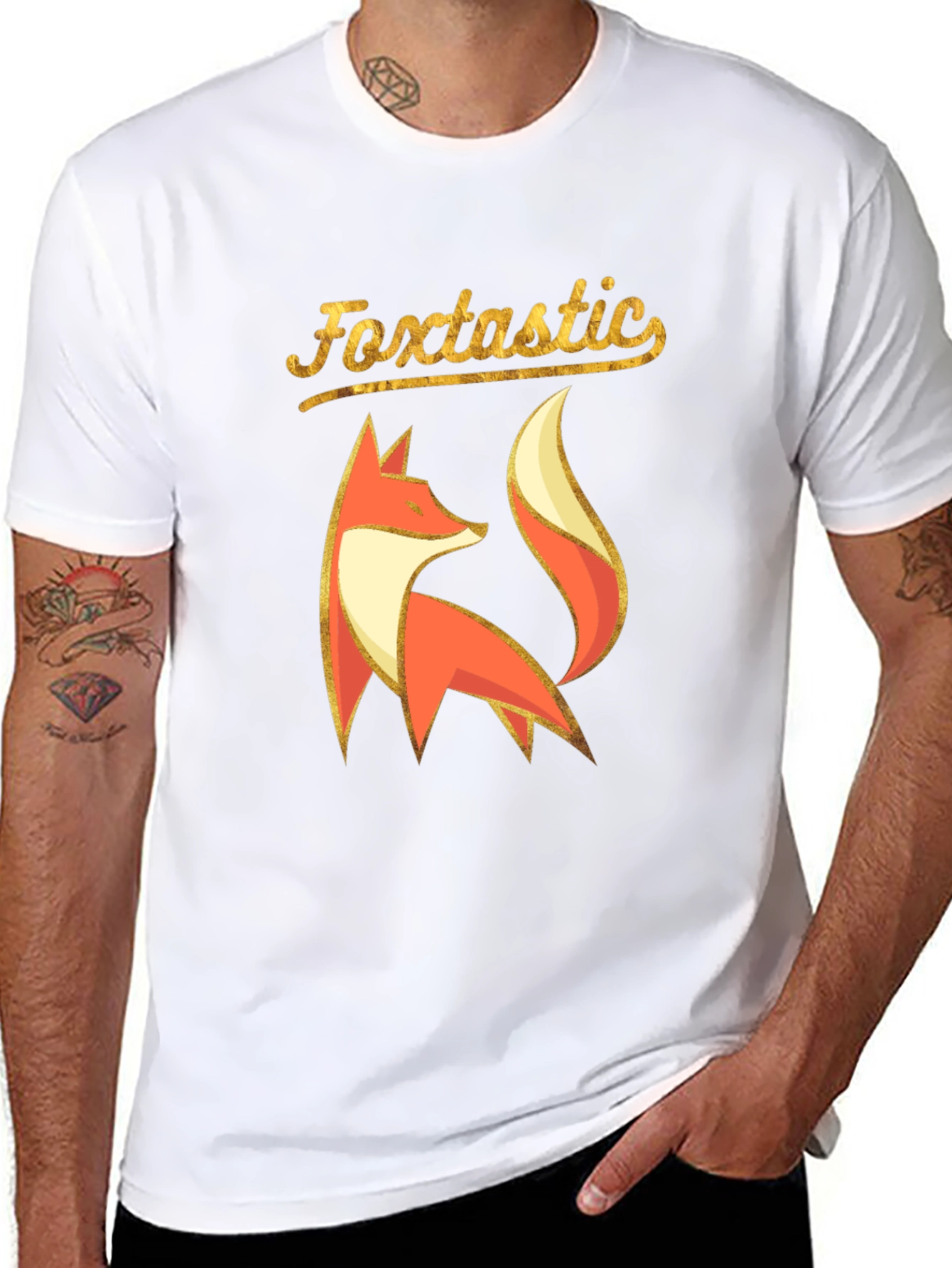 Foxtastic Graphic Tee - Black Cotton Blend Shirt