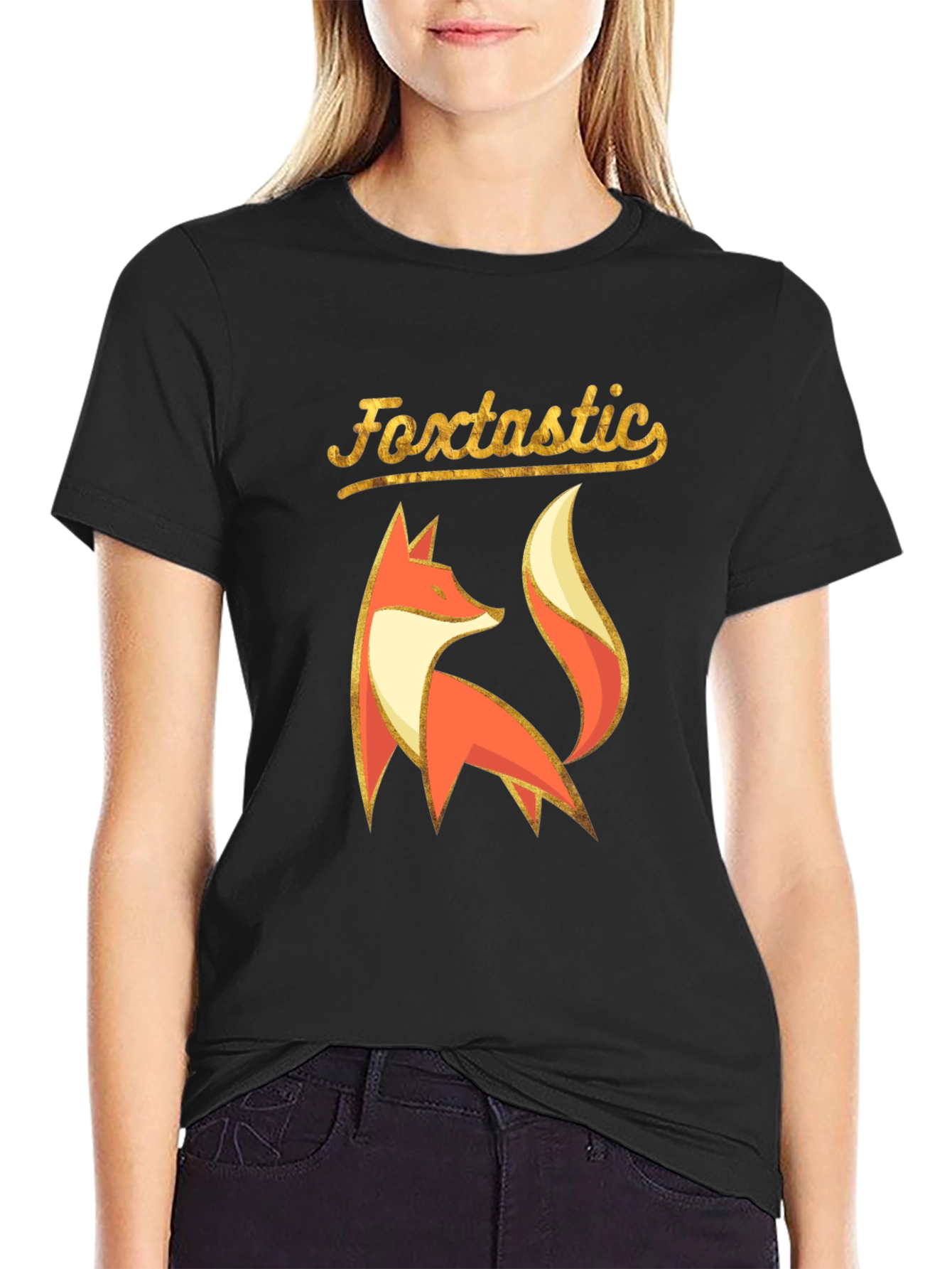 Foxtastic Graphic Tee - Black Cotton Blend Shirt