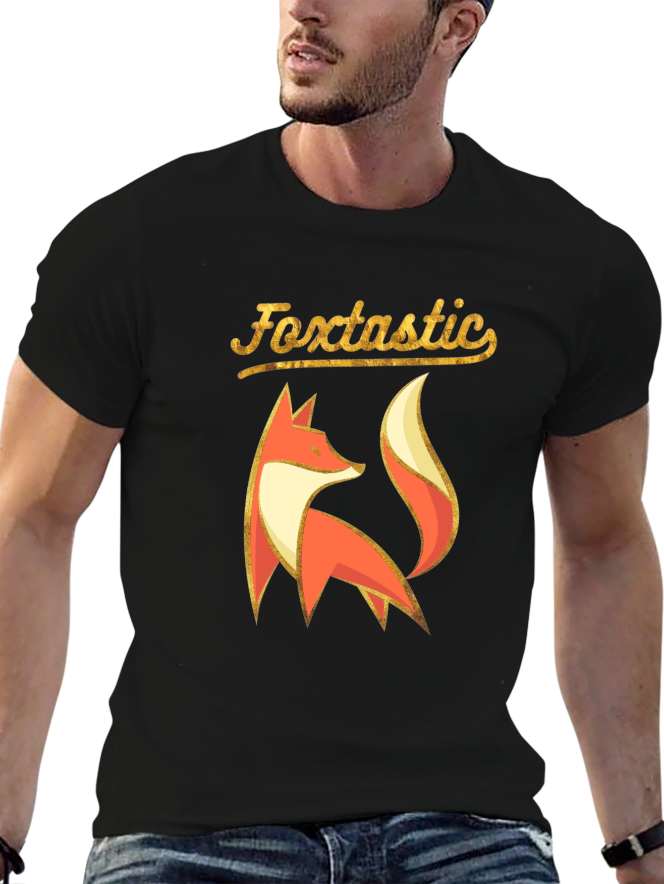 Foxtastic Graphic Tee - Black Cotton Blend Shirt