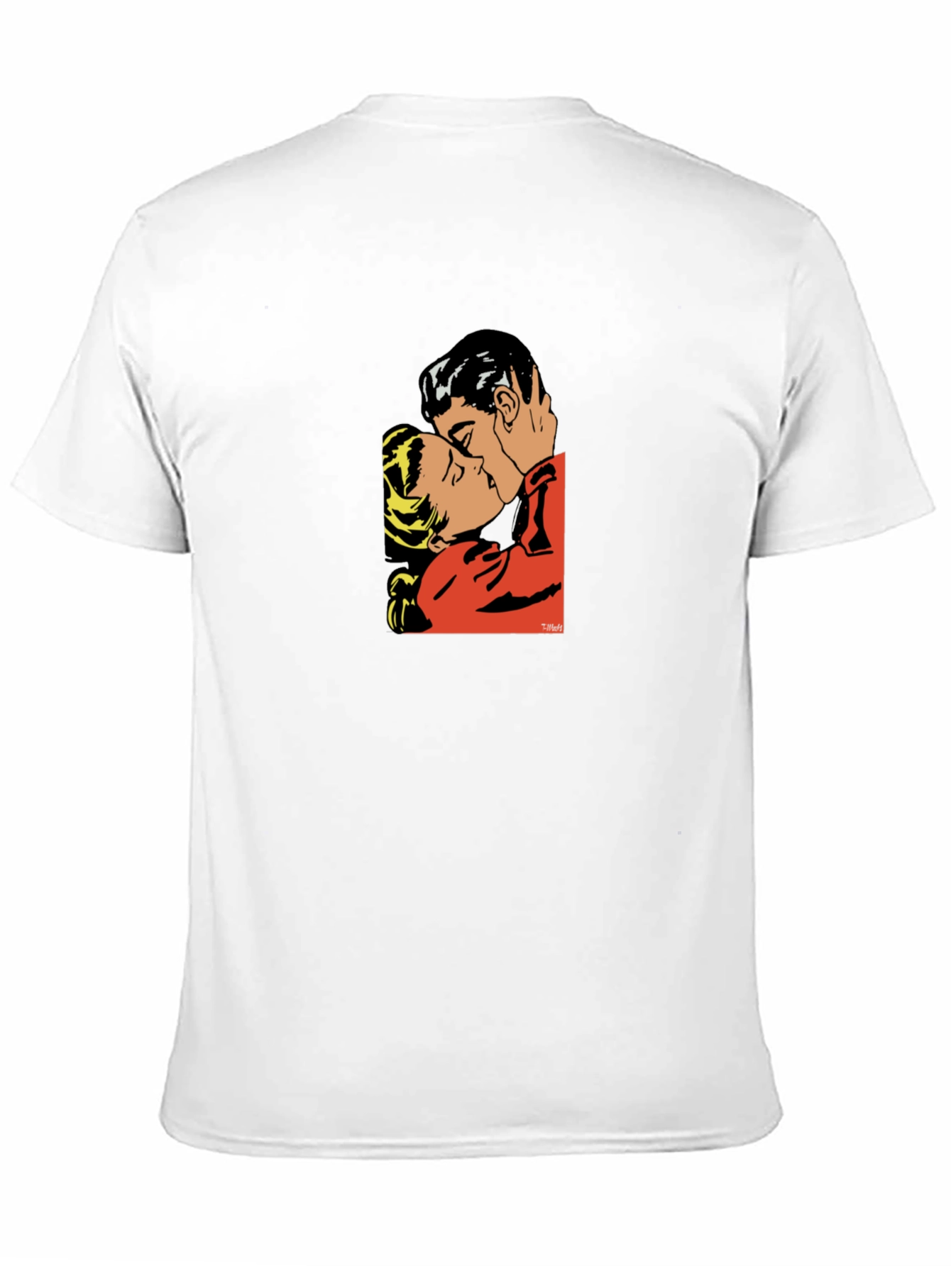 Romantic Kiss Graphic T-Shirt - Stylish Black Tee