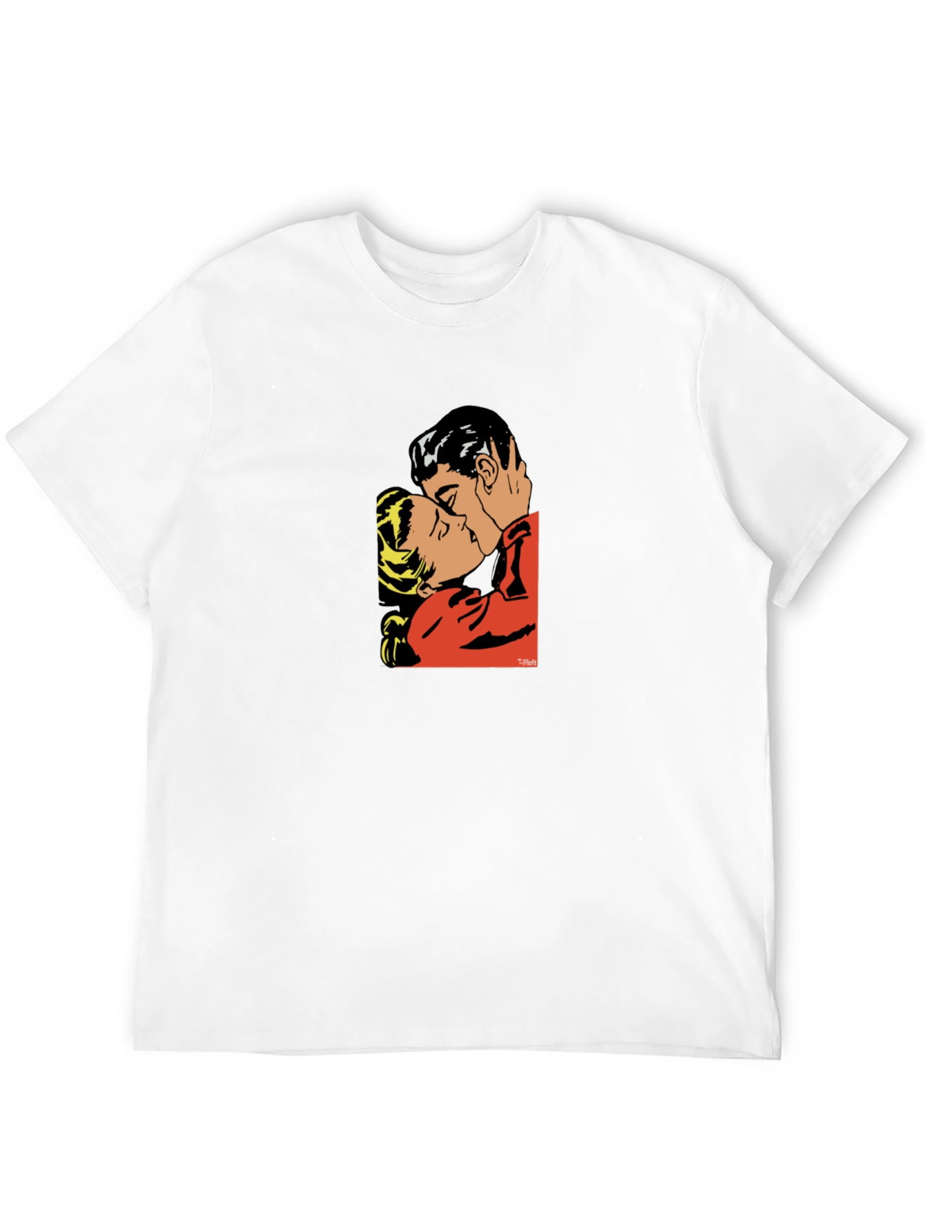 Romantic Kiss Graphic T-Shirt - Stylish Black Tee