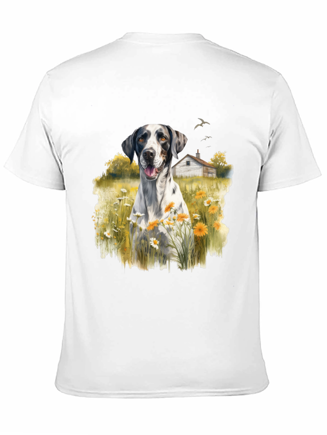 Dog in Daisy Field Graphic Tee