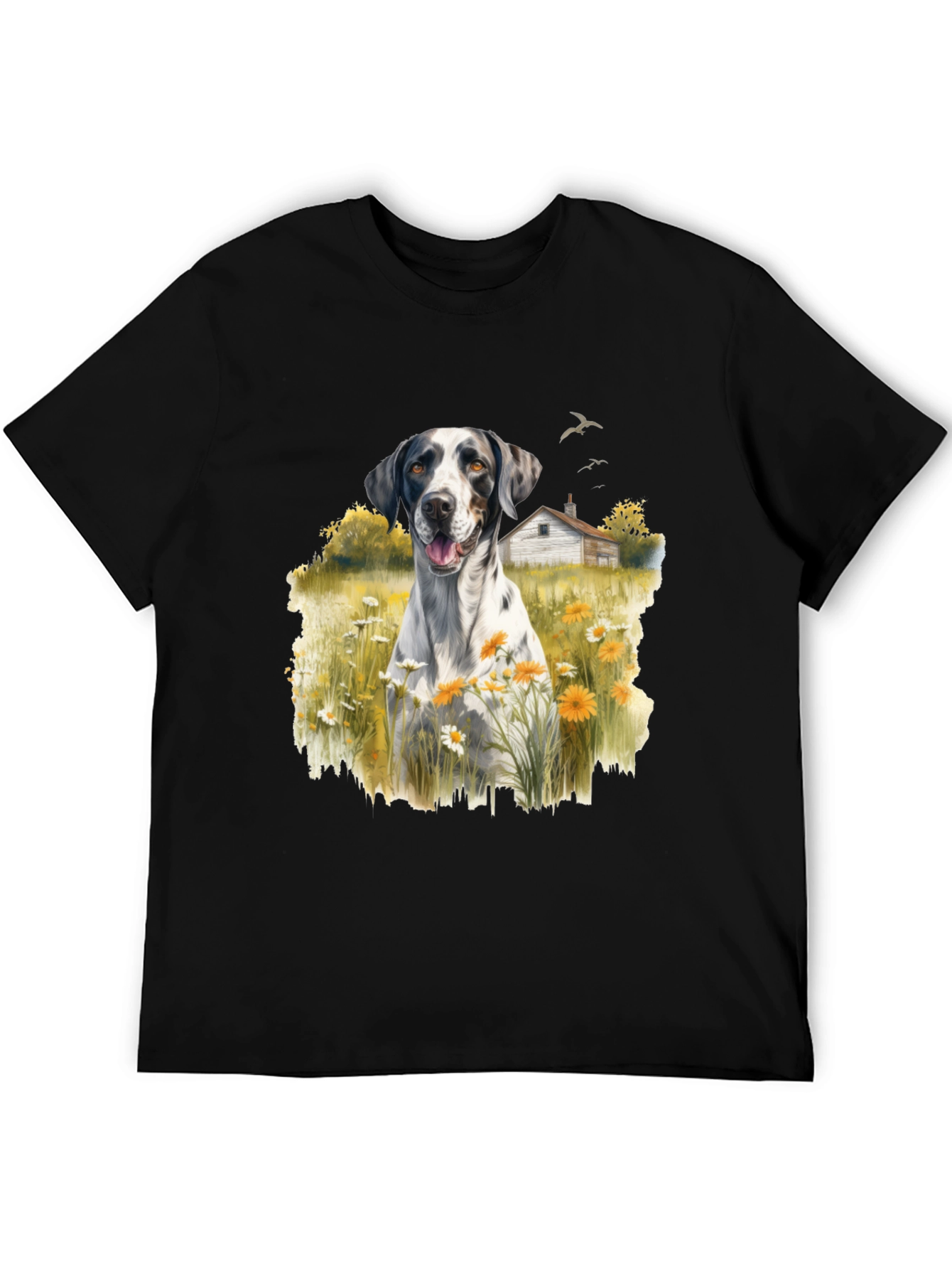 Dog in Daisy Field Graphic Tee