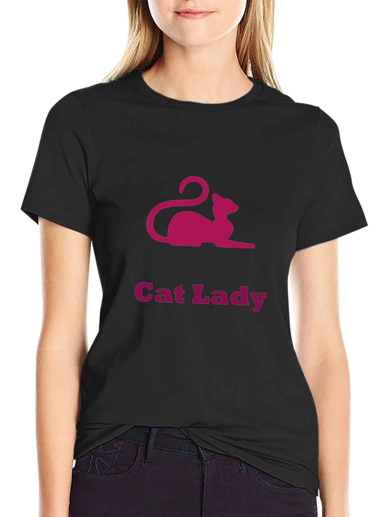 Cat Lady Graphic Tee - Black