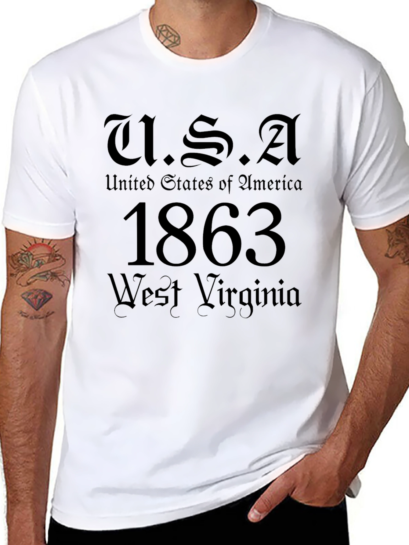 USA 1863 West Virginia Black Graphic T-Shirt