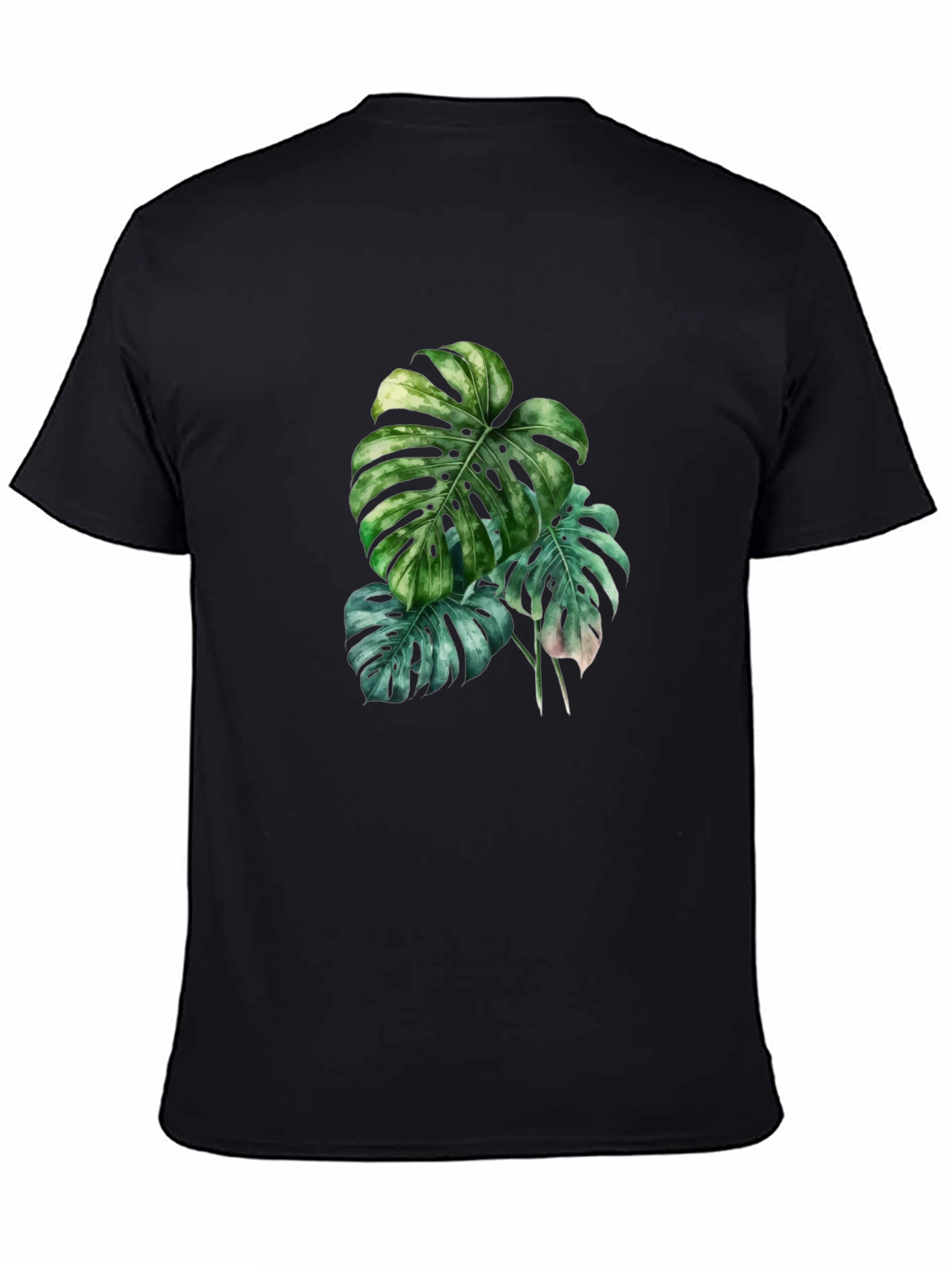 Botanical Monstera Leaf Graphic Black T-Shirt