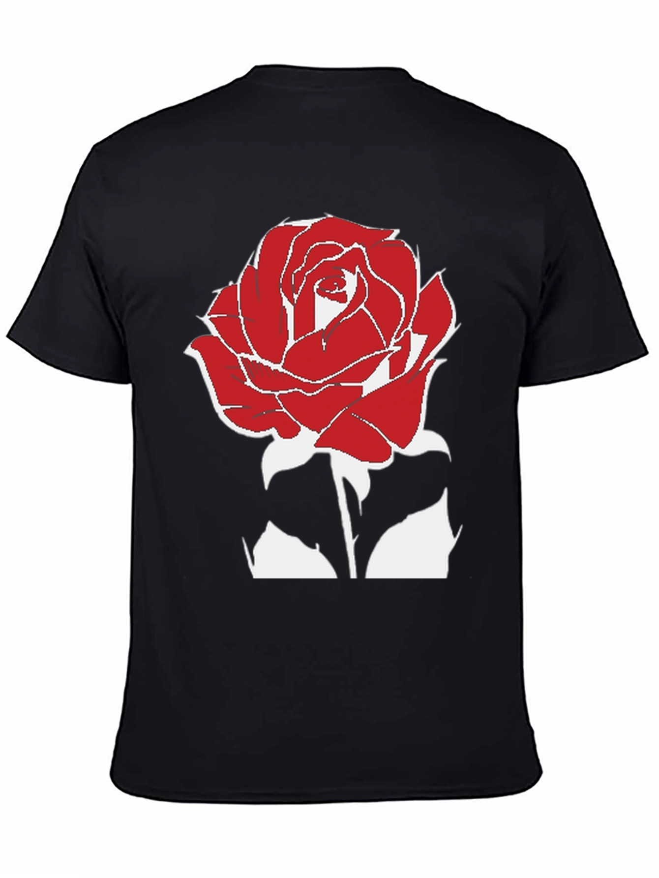 Red Rose Graphic Tee - Stylish Black T-Shirt