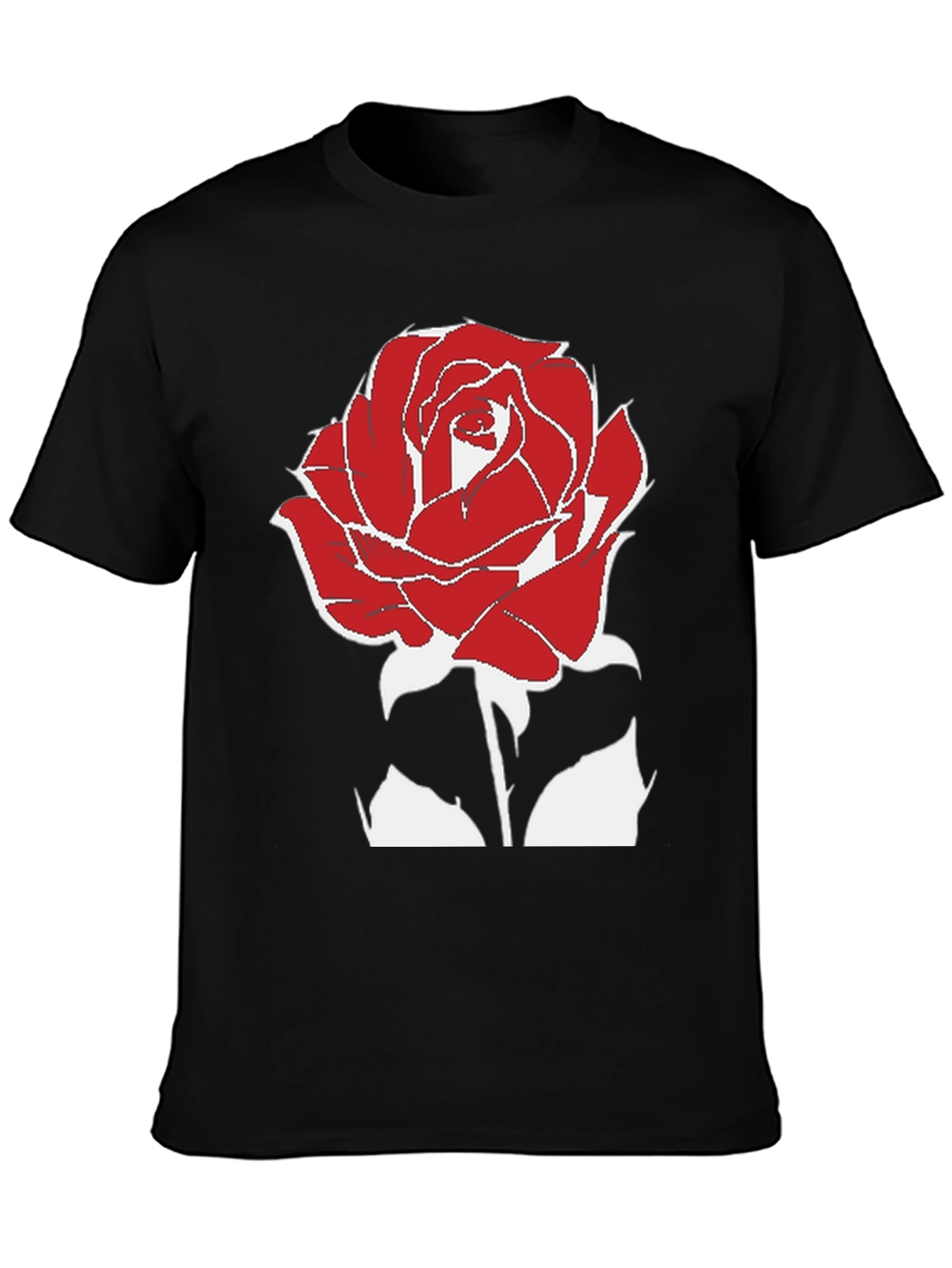 Red Rose Graphic Tee - Stylish Black T-Shirt