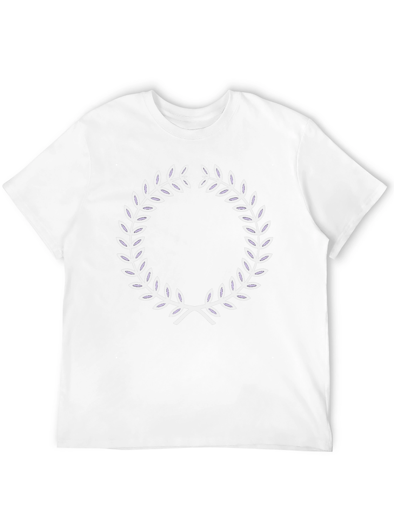 Black T-Shirt with White Laurel Wreath Design