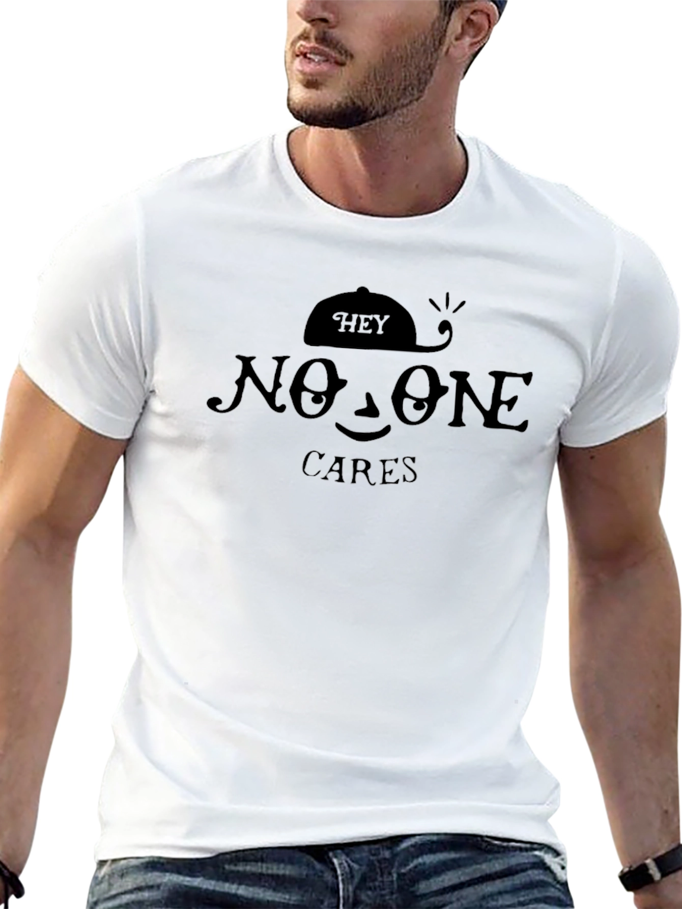 Hey No One Cares Black Graphic Tee