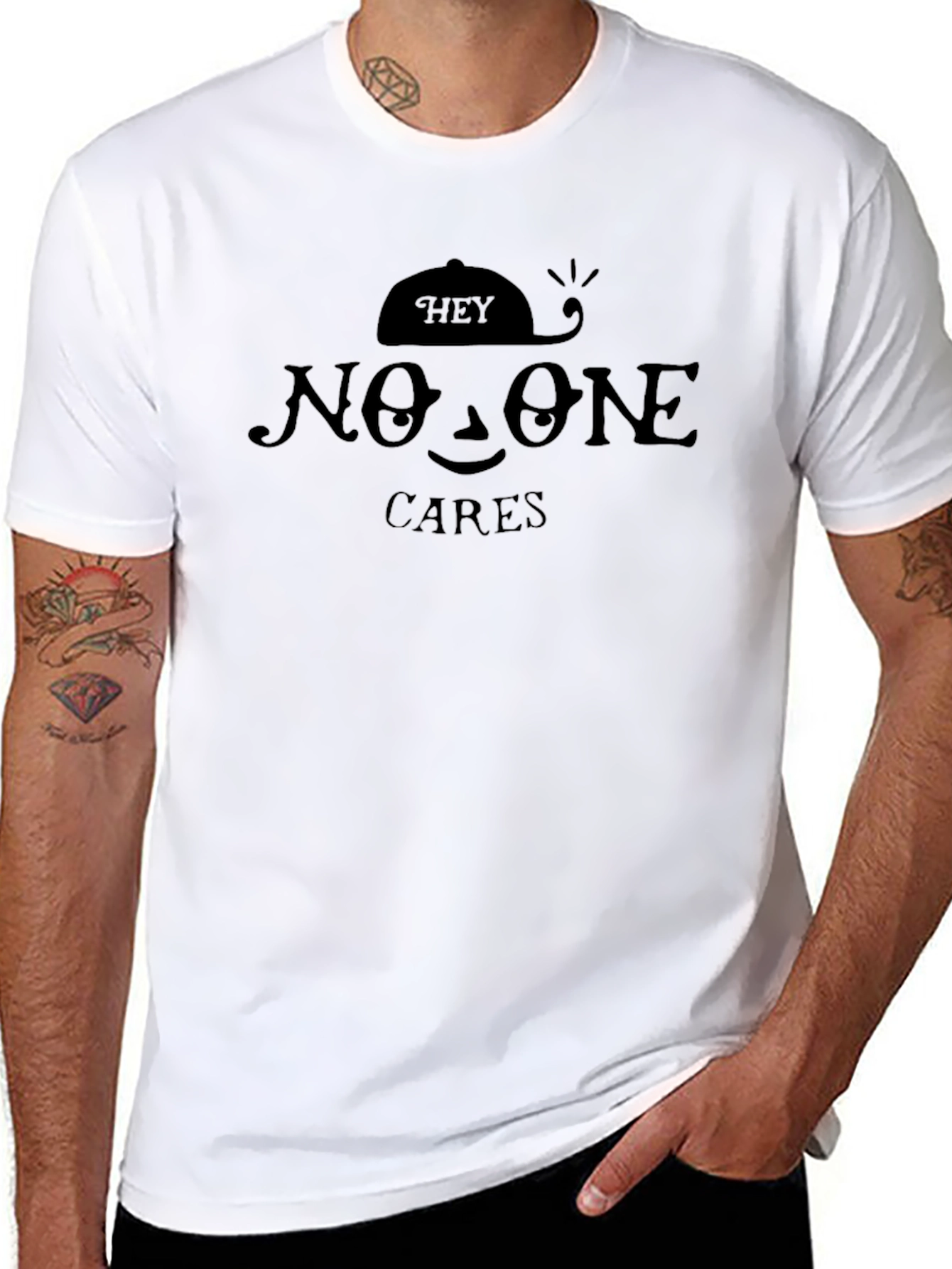 Hey No One Cares Black Graphic Tee