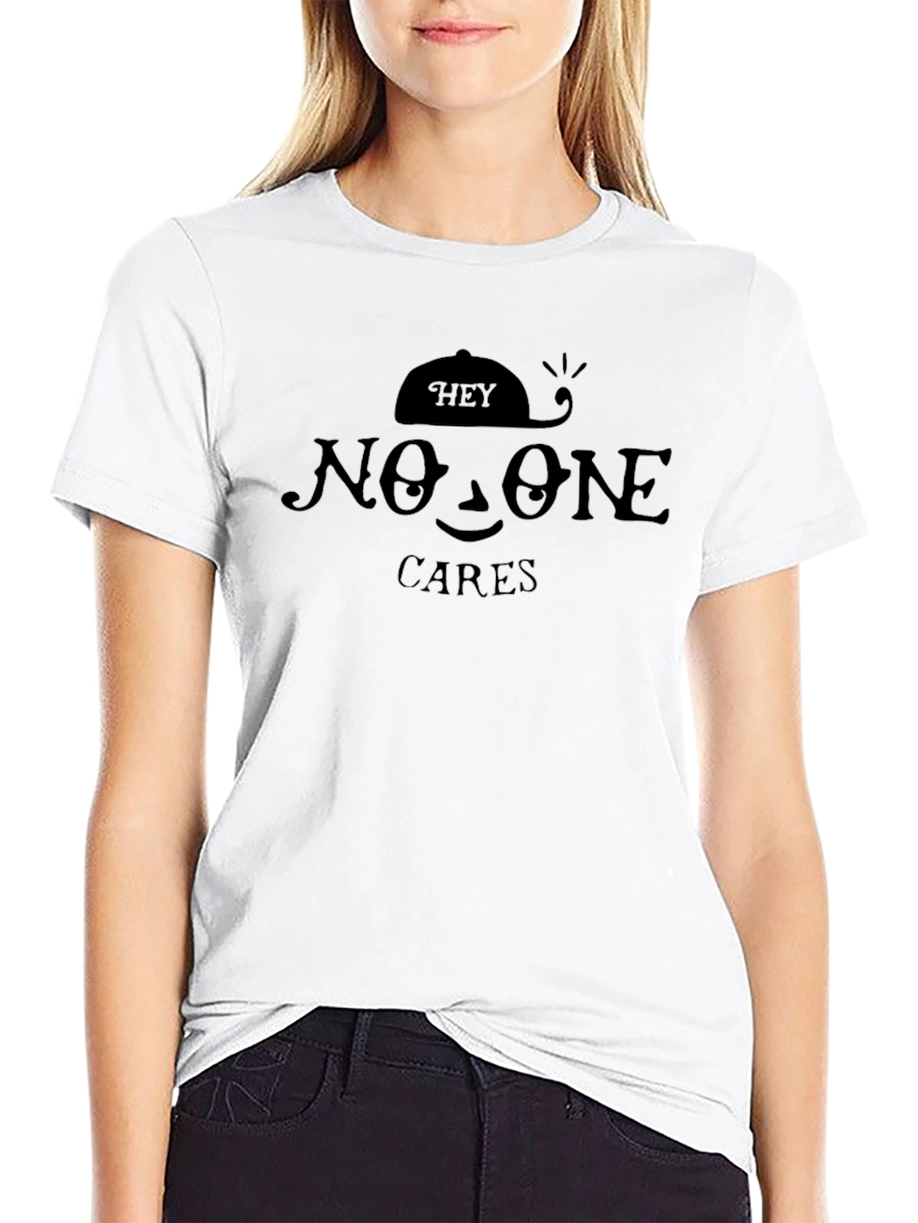 Hey No One Cares Black Graphic Tee