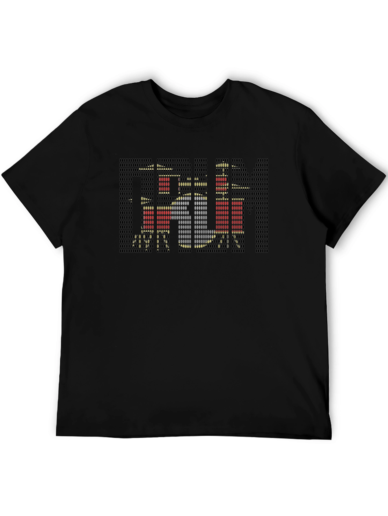 Drum Kit Pixelated Black T-Shirt