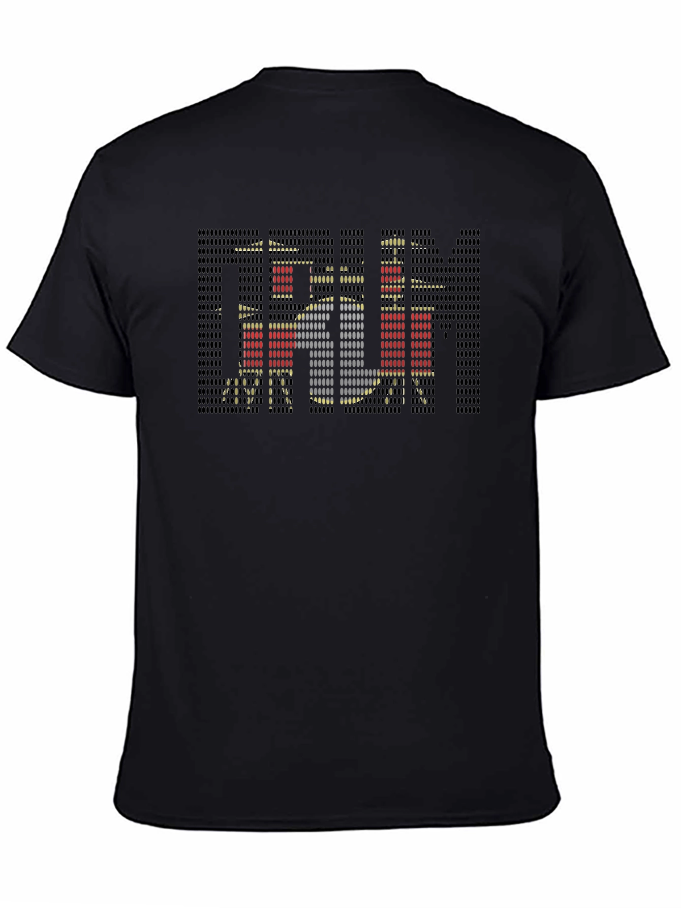 Drum Kit Pixelated Black T-Shirt