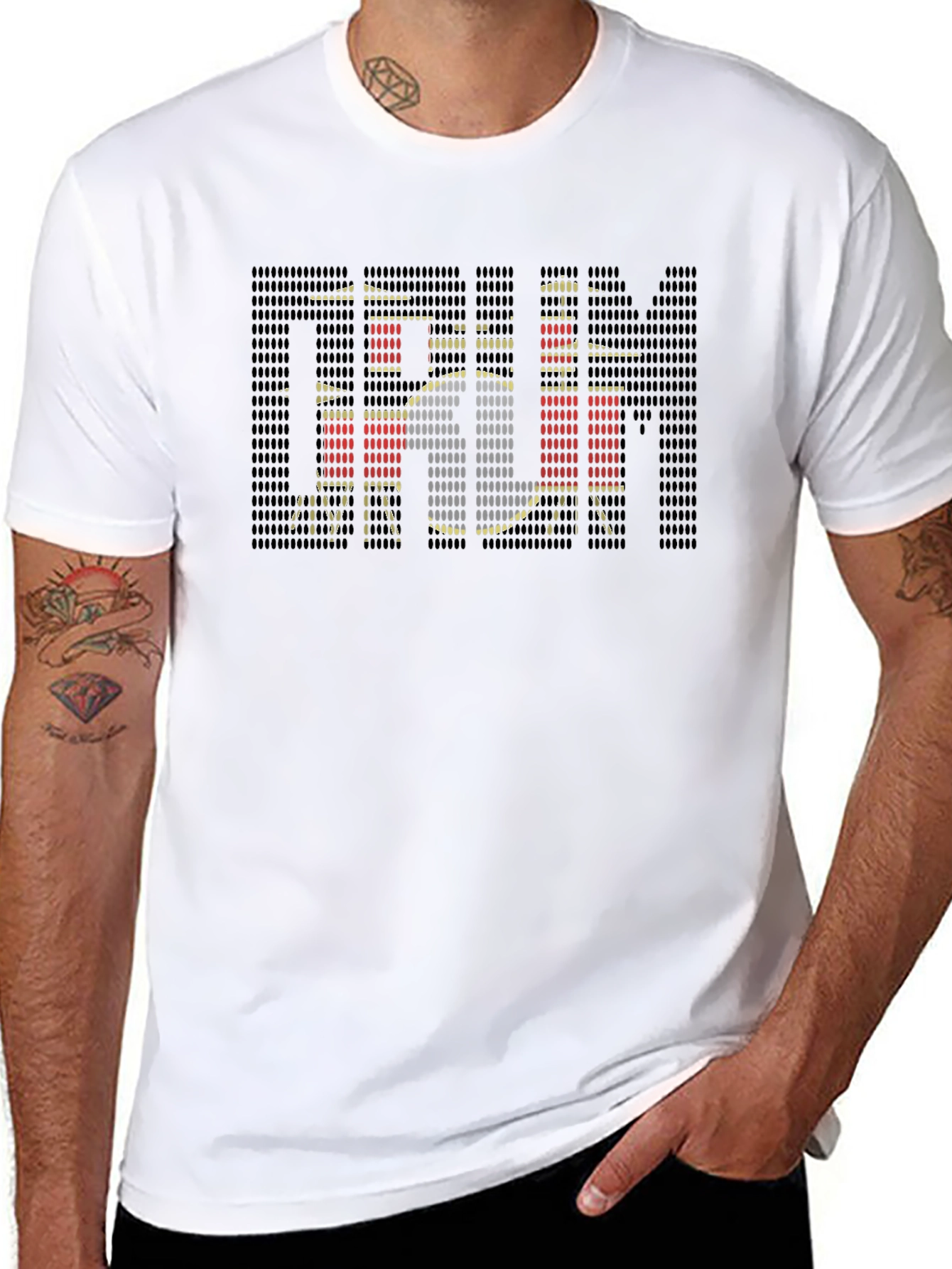Drum Kit Pixelated Black T-Shirt