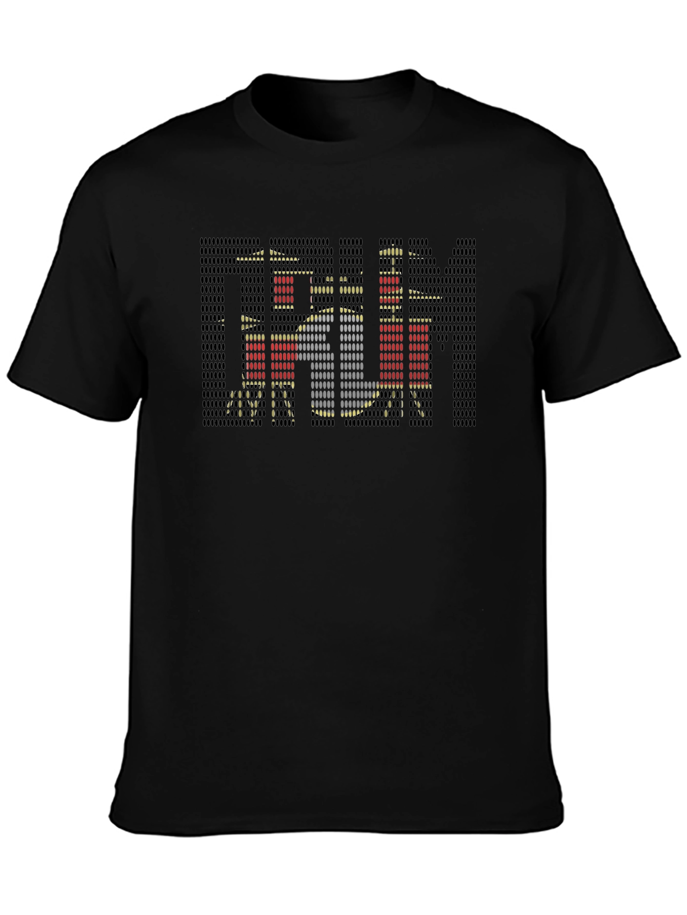 Drum Kit Pixelated Black T-Shirt