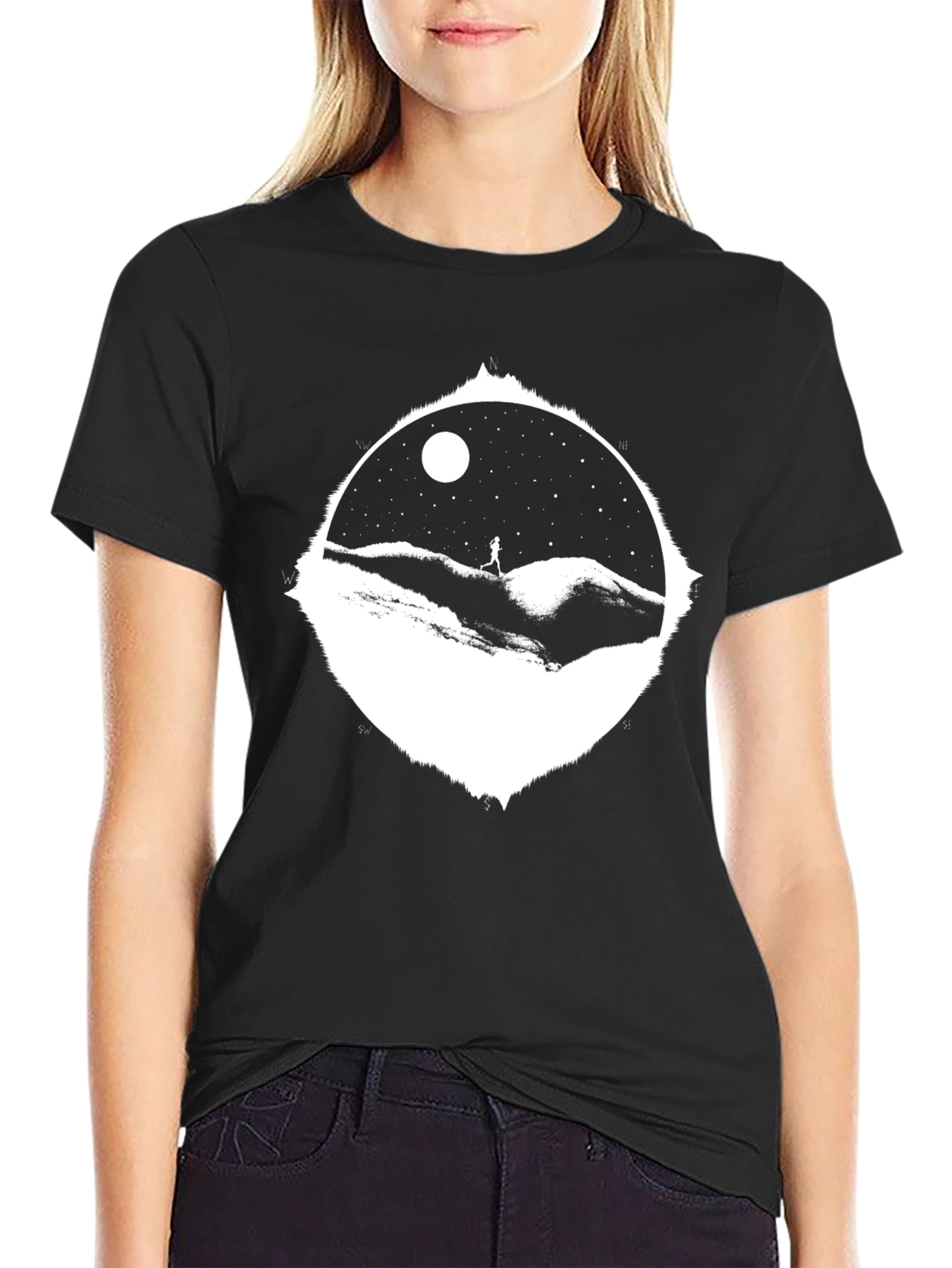 Starry Night Run T-Shirt - Black Cotton Tee