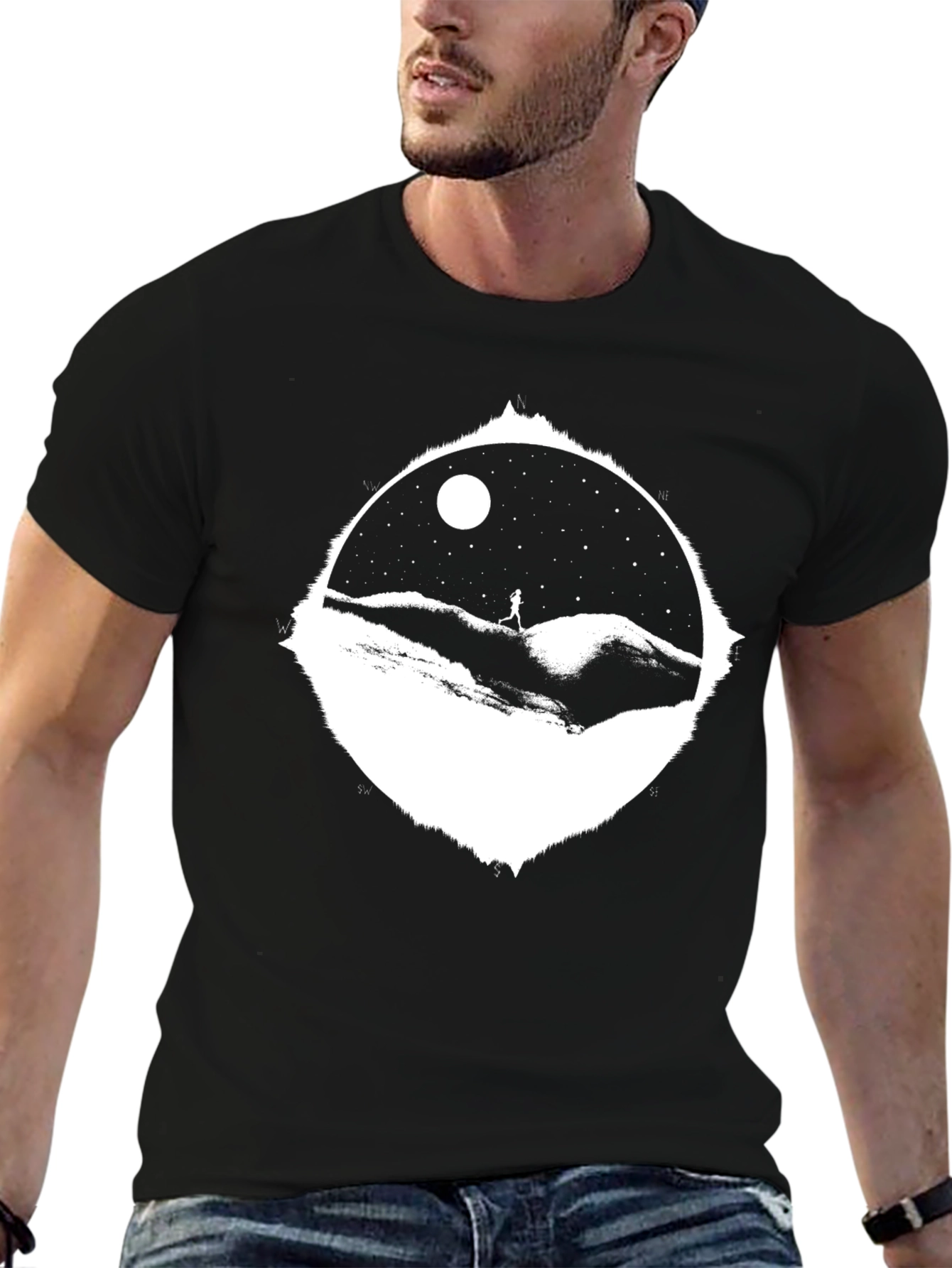 Starry Night Run T-Shirt - Black Cotton Tee