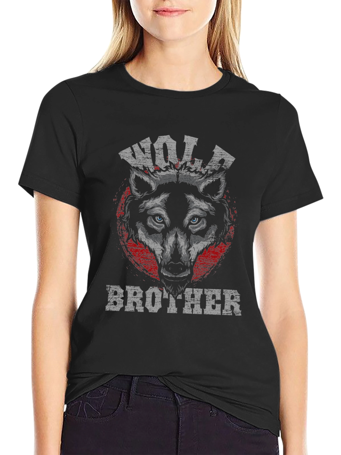 Wolf Brother Graphic T-Shirt - Black