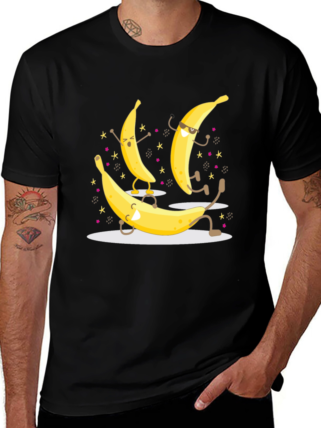 Dancing Banana Graphic T-Shirt - Black