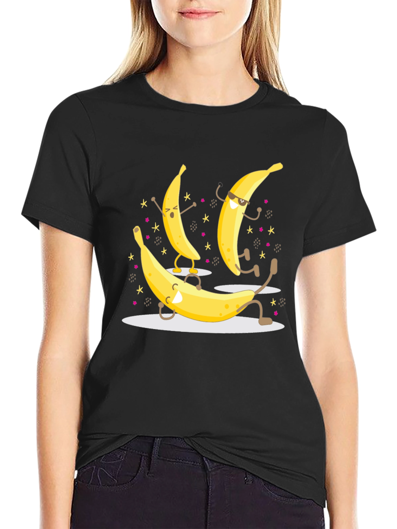 Dancing Banana Graphic T-Shirt - Black