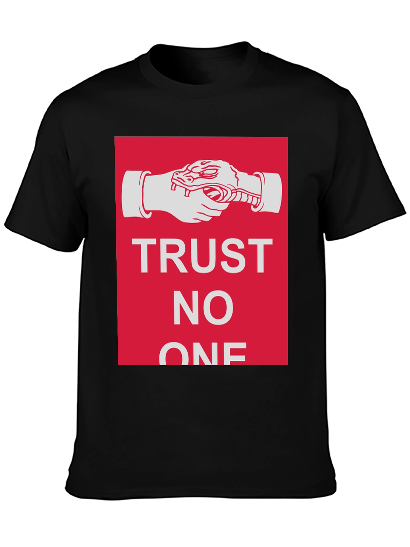 Trust No One Snake Handshake Graphic T-Shirt