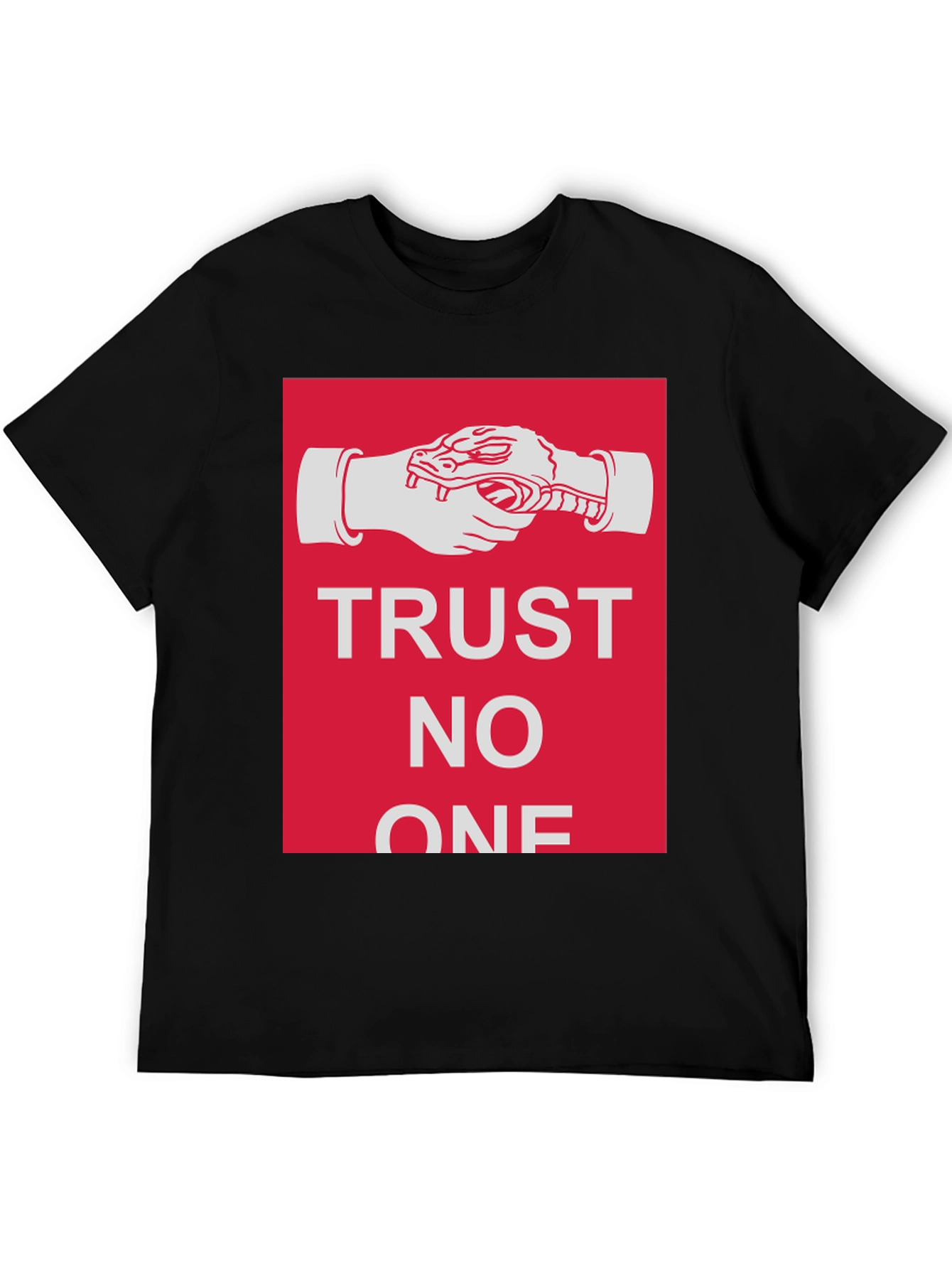 Trust No One Snake Handshake Graphic T-Shirt
