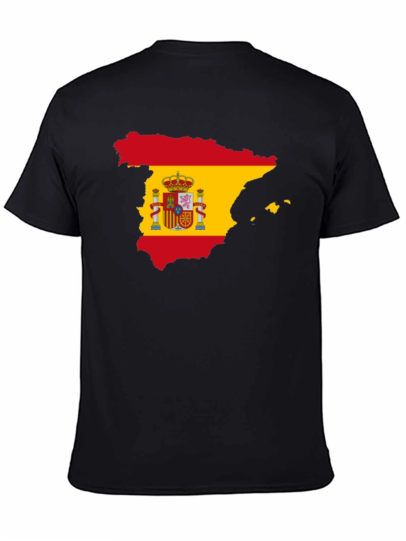 Spain Flag Map T-Shirt - Black Crew Neck Tee