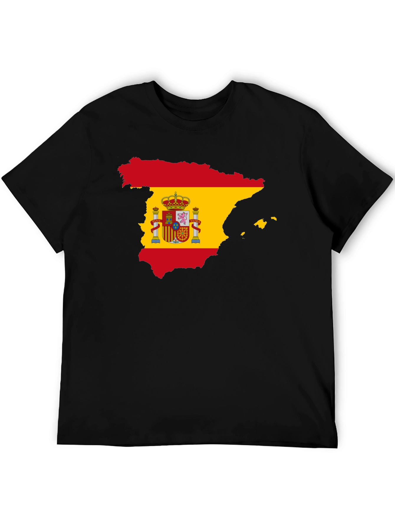 Spain Flag Map T-Shirt - Black Crew Neck Tee