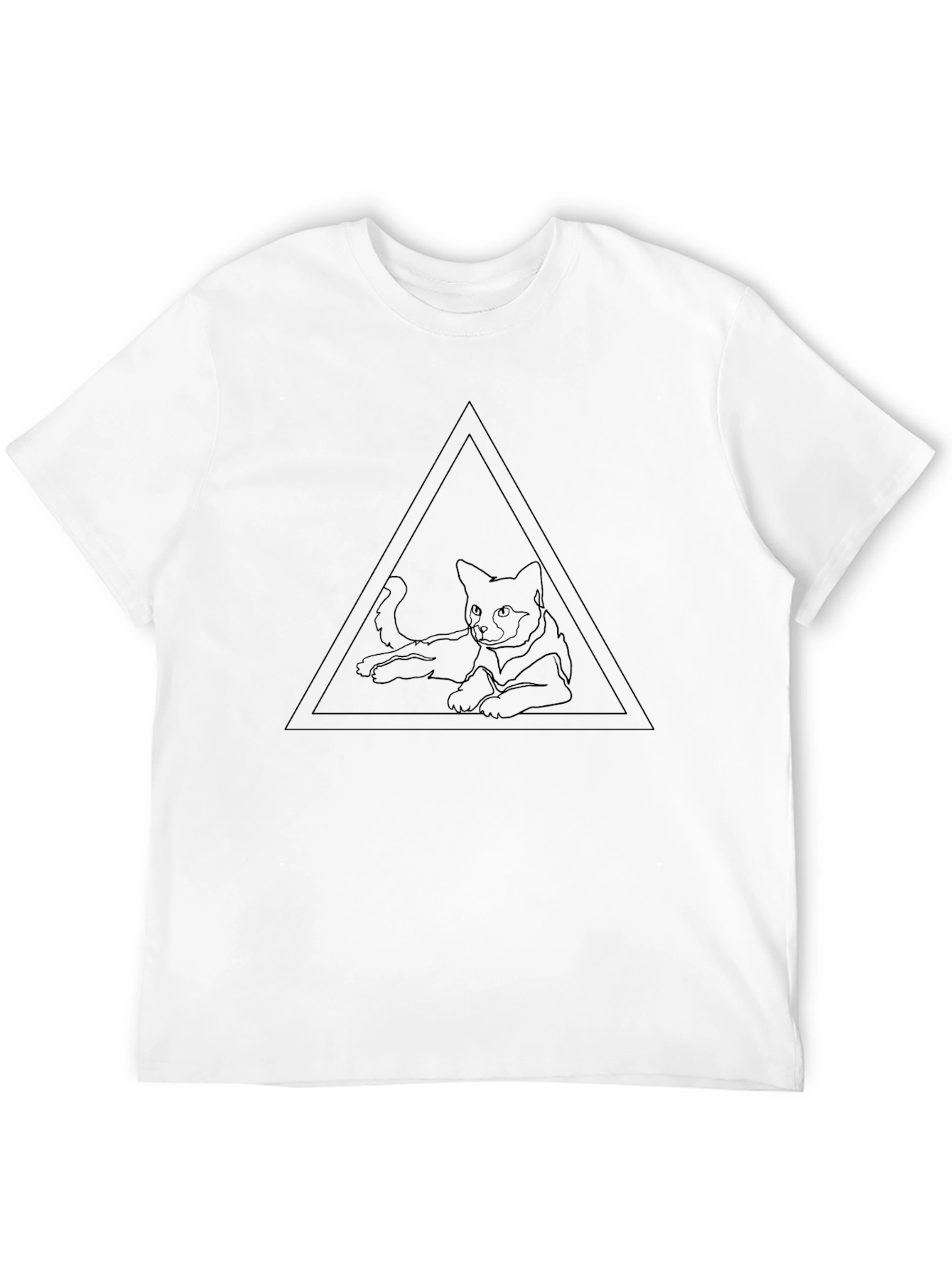 Minimalist Cat in Triangle Black T-Shirt
