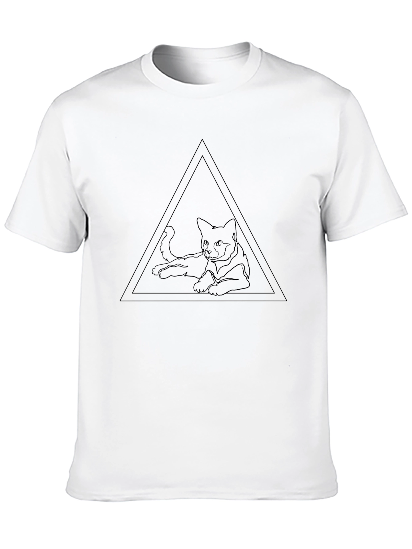 Minimalist Cat in Triangle Black T-Shirt