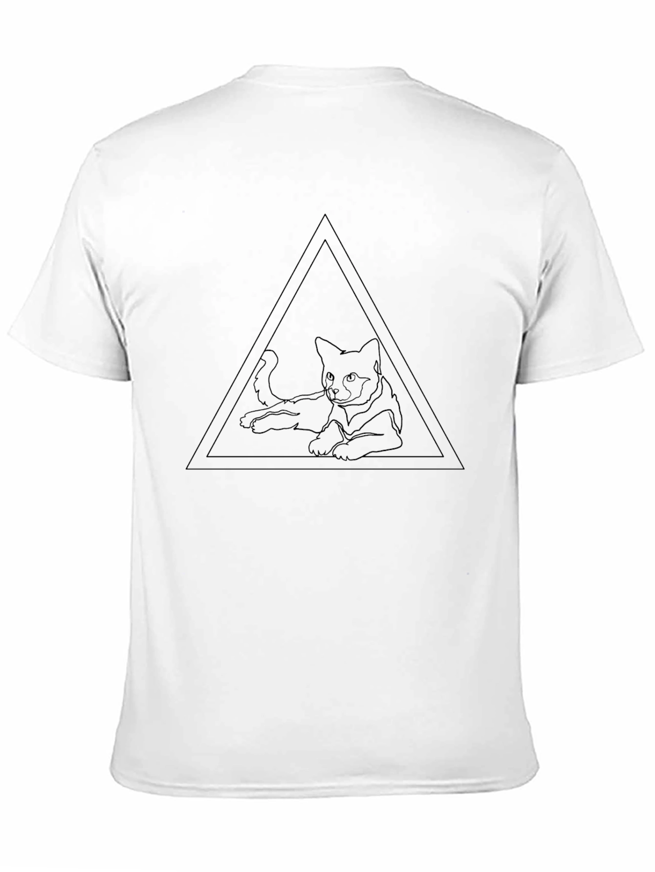 Minimalist Cat in Triangle Black T-Shirt