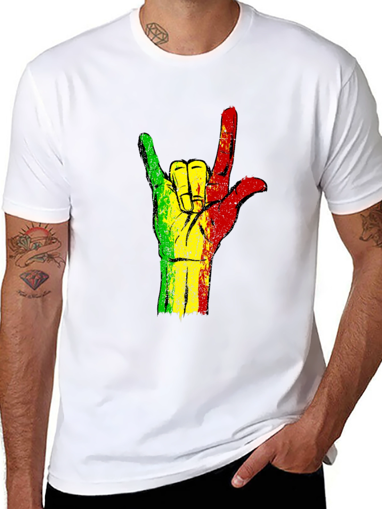 Rasta Hand Sign T-Shirt - Black