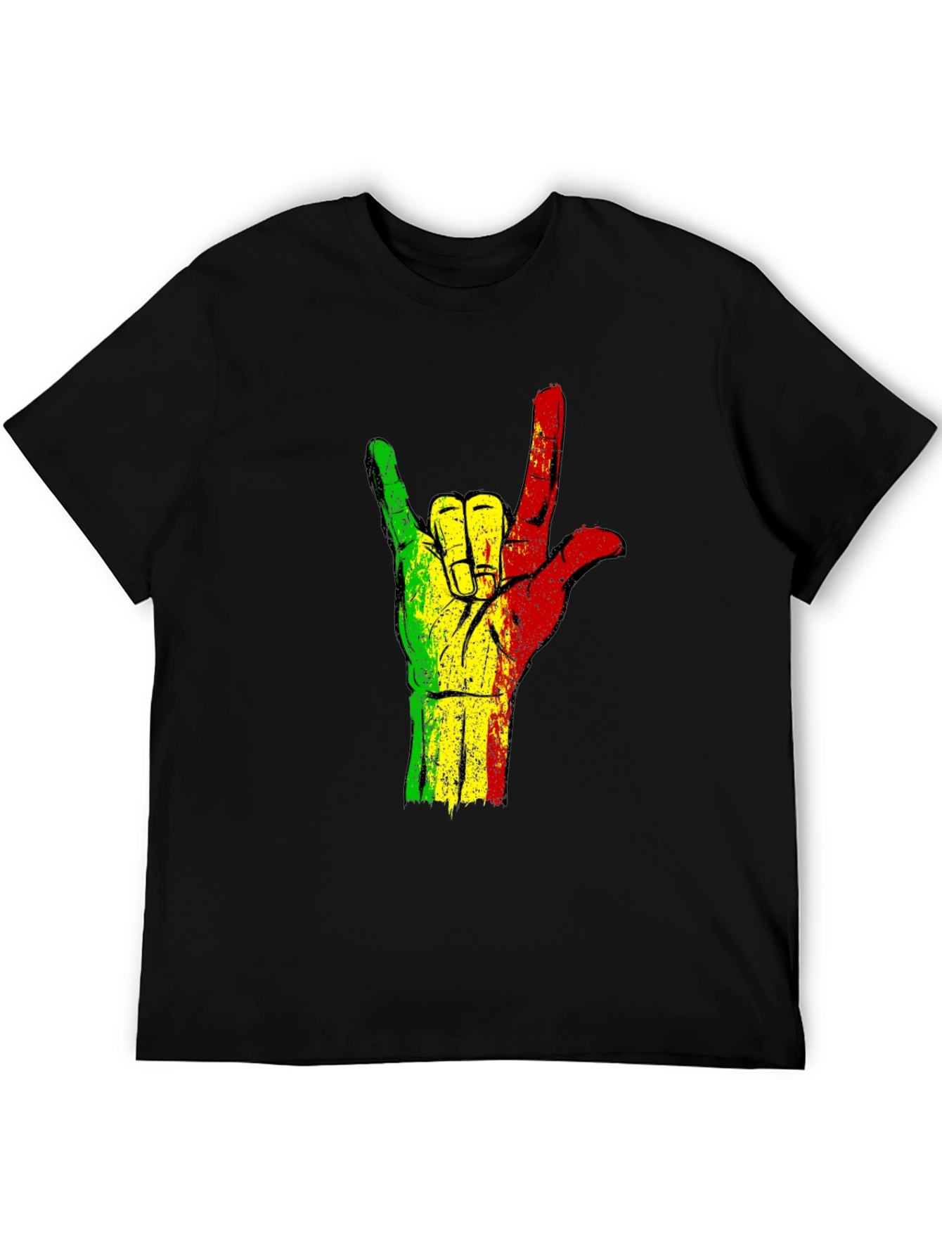 Rasta Hand Sign T-Shirt - Black