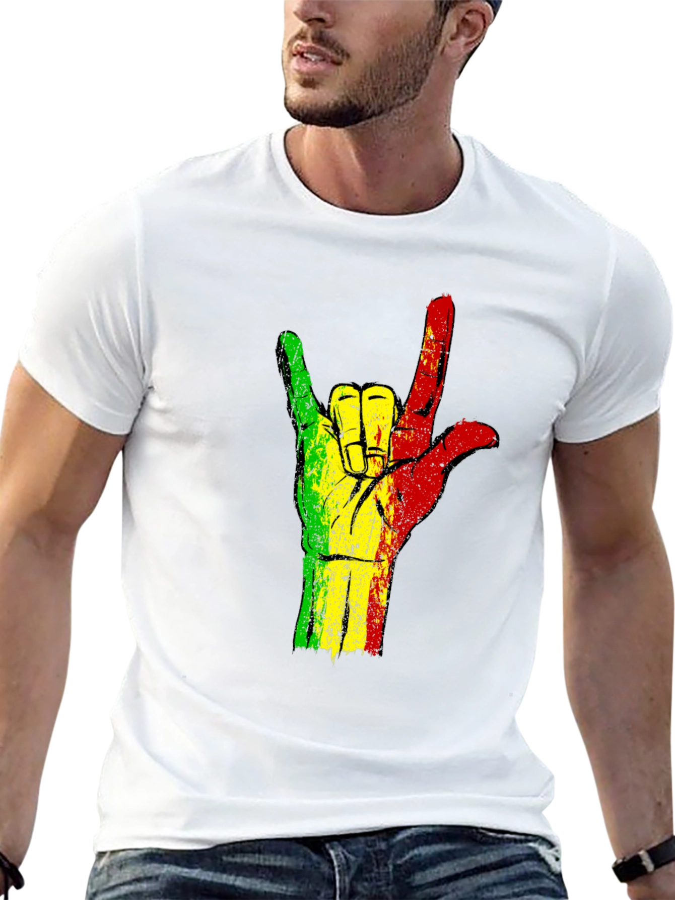 Rasta Hand Sign T-Shirt - Black