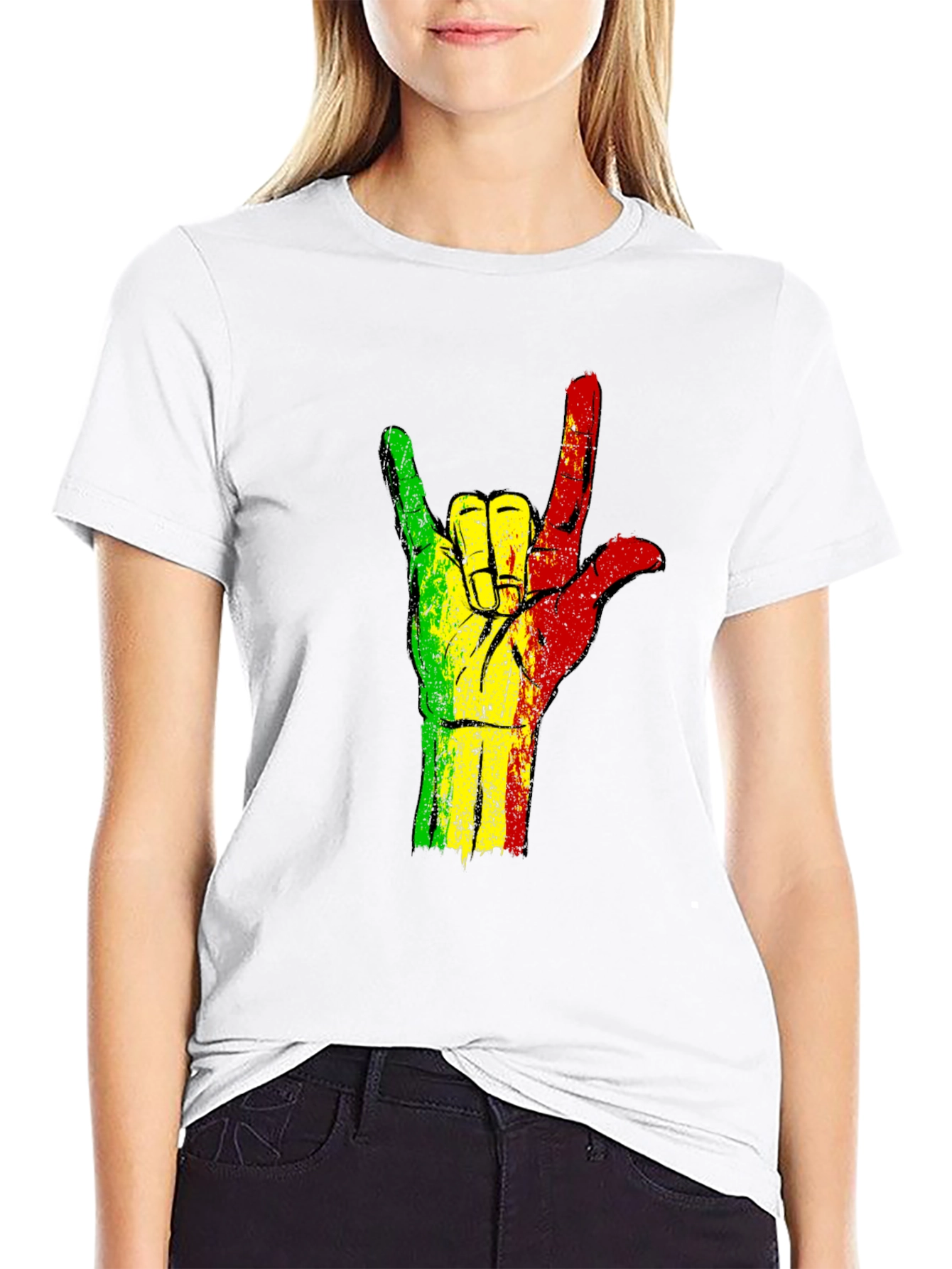 Rasta Hand Sign T-Shirt - Black