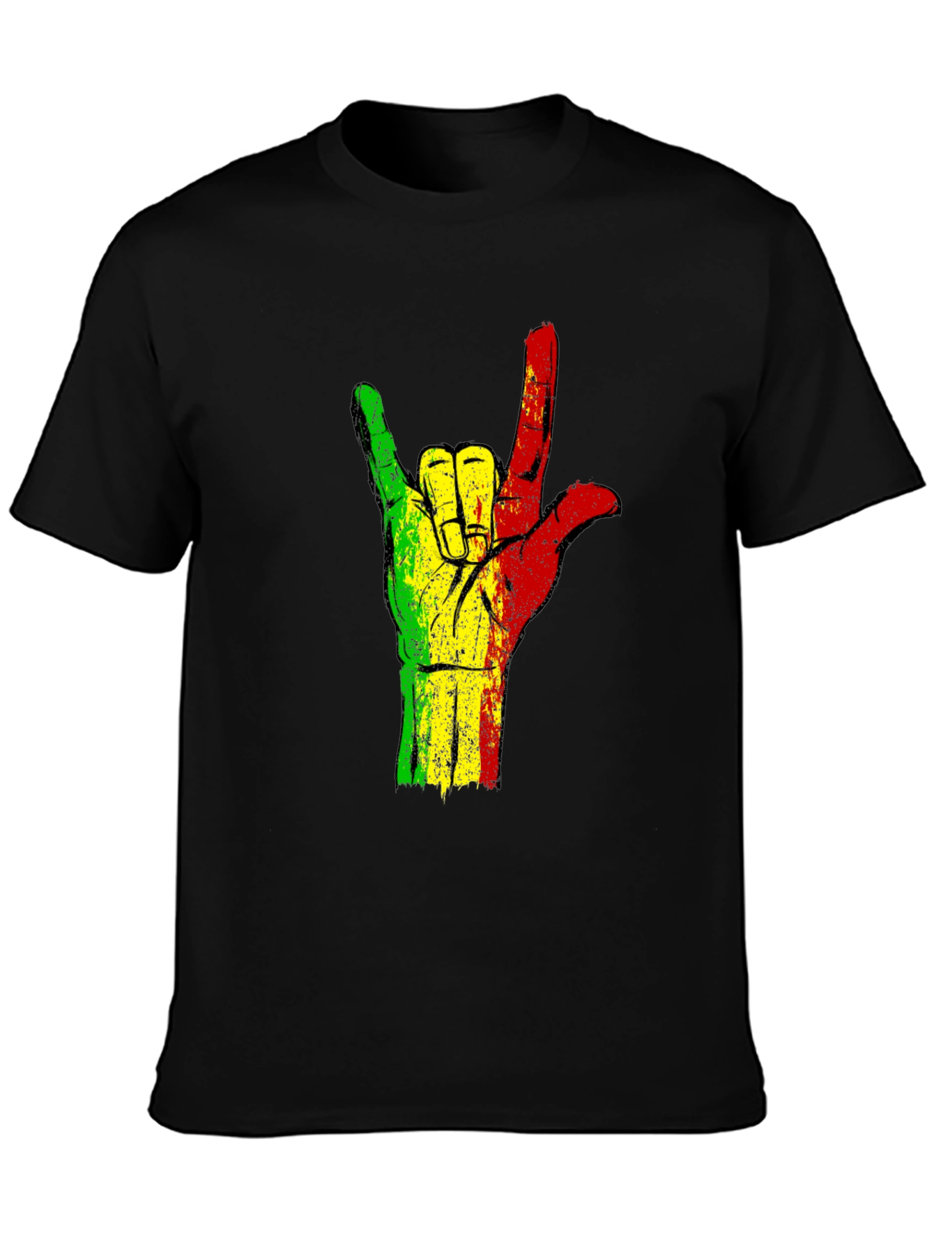 Rasta Hand Sign T-Shirt - Black