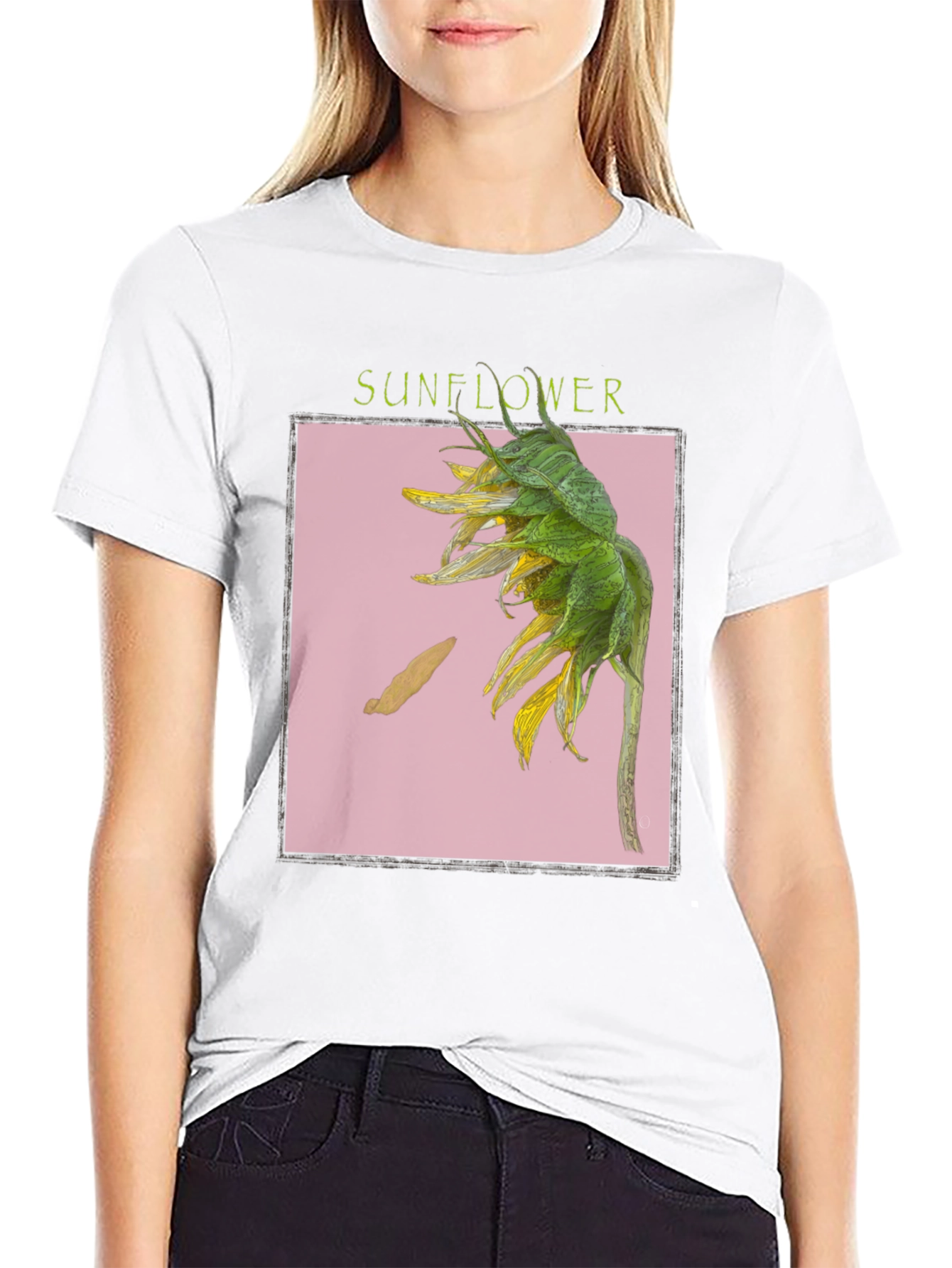 Sunflower Graphic Print Black T-Shirt