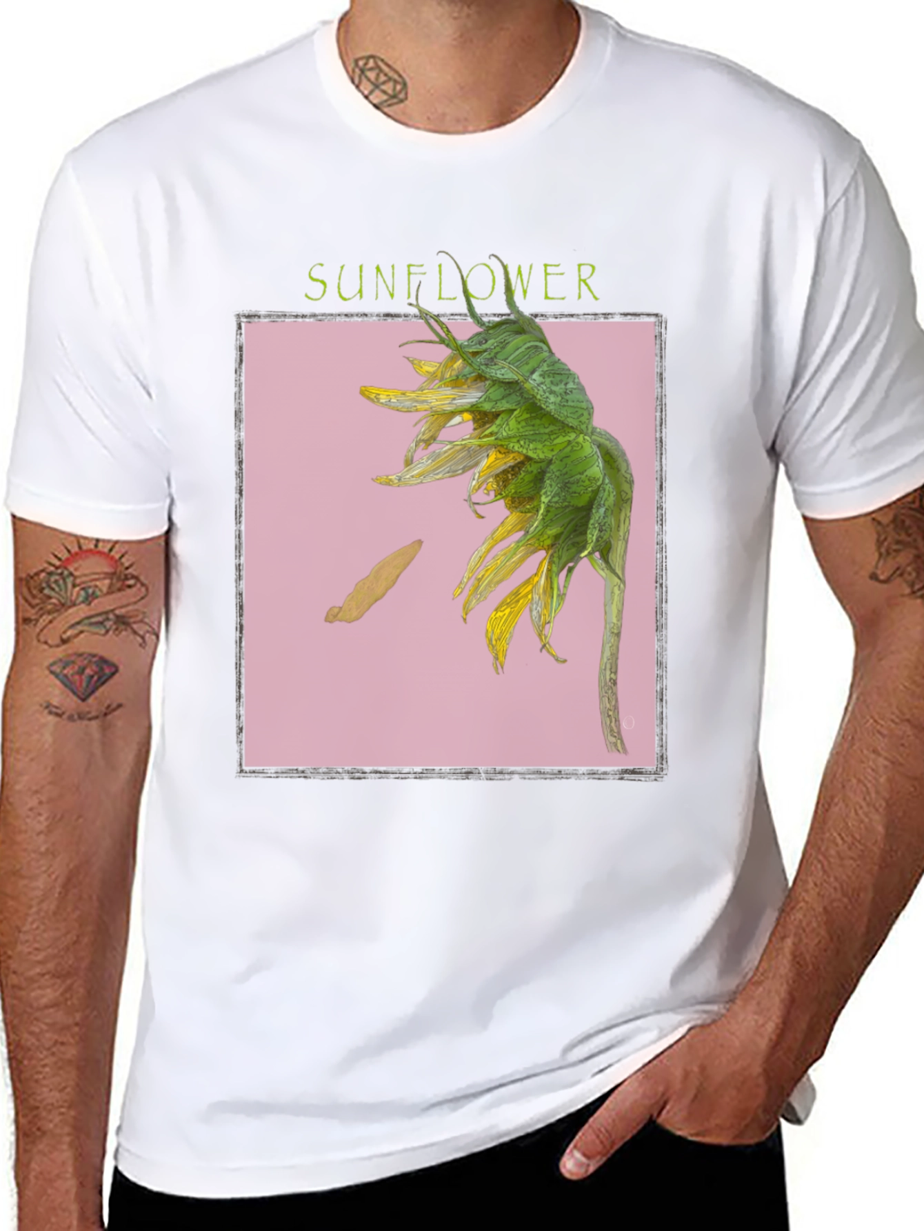 Sunflower Graphic Print Black T-Shirt