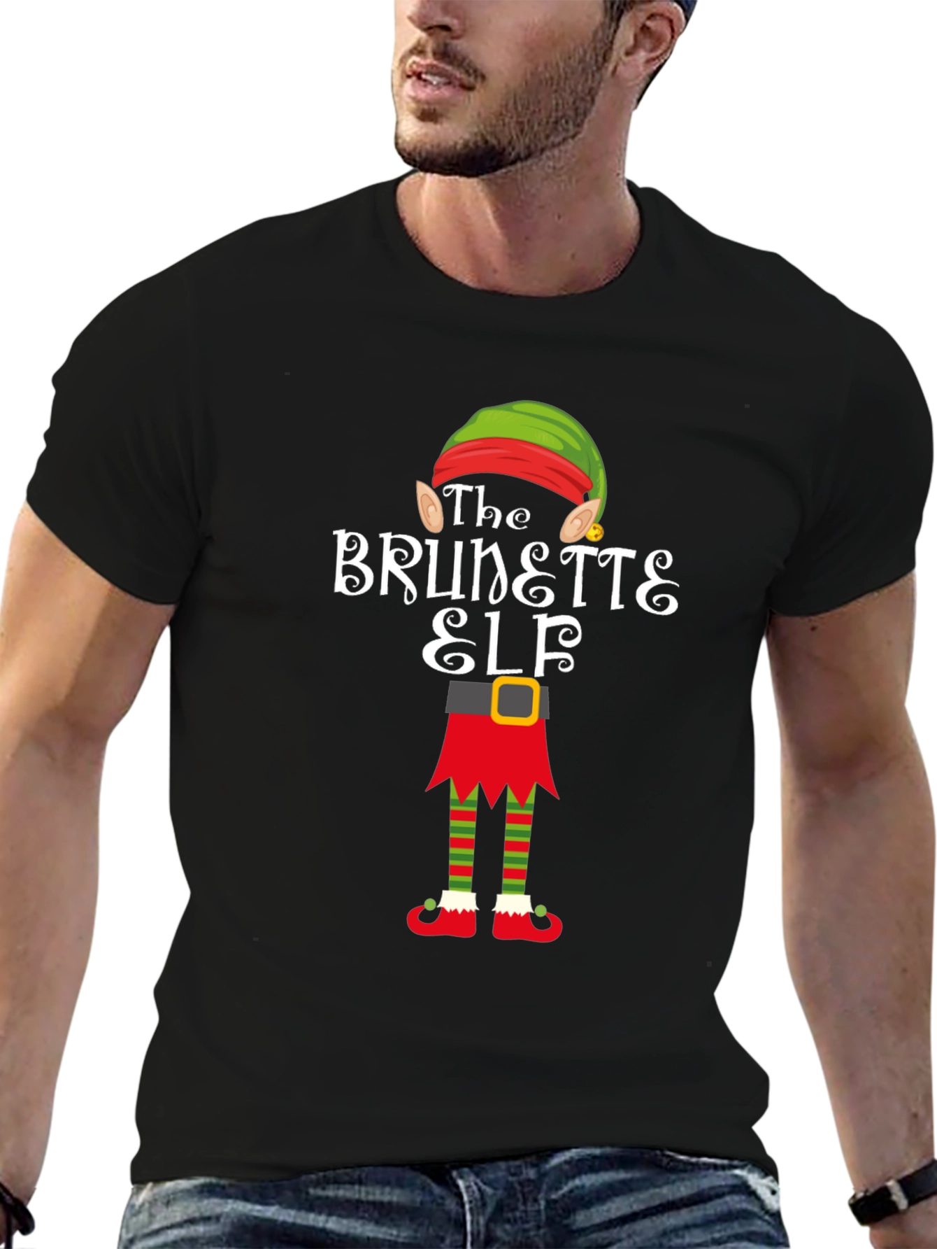 Brunette Elf Christmas T-Shirt